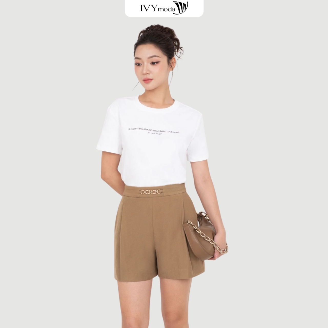 Mô tả Áo thun trắng in chữ, Áo thun nữ dáng suông basic dạo phố IVY moda MS 57T0268 - 2