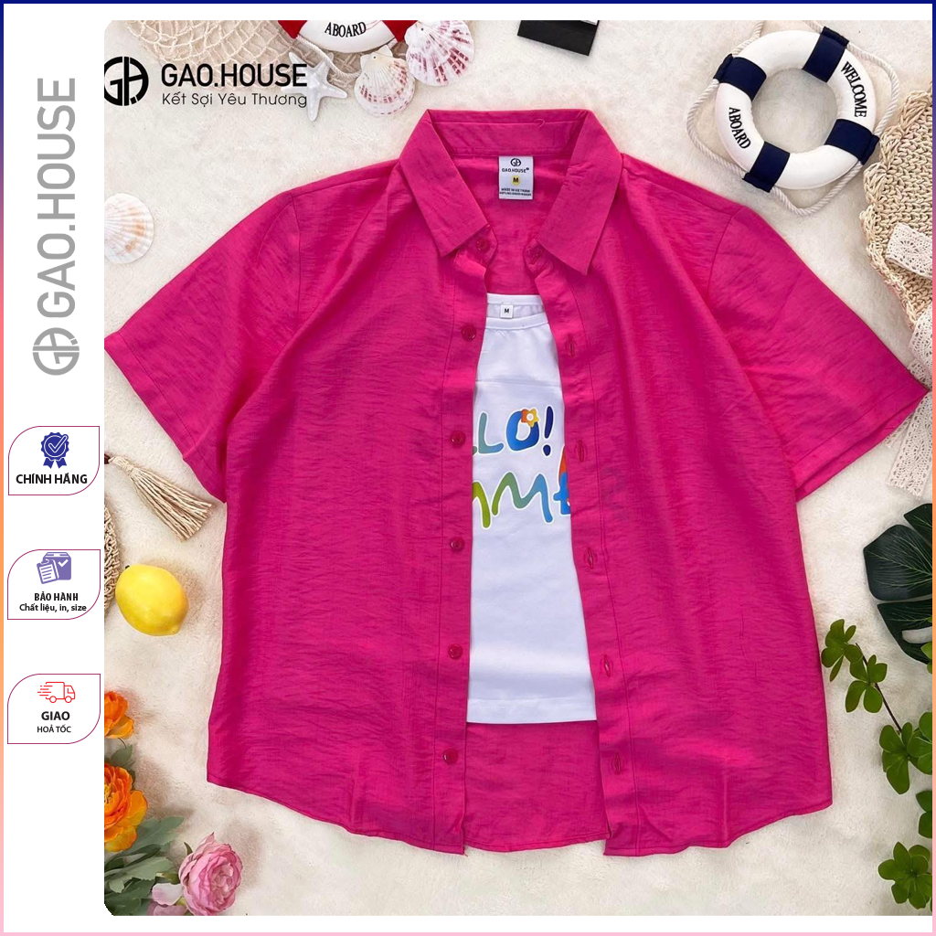 Mô tả Bộ đũi Nữ mặc nhà 3SP Sang Chảnh chính hãng Gạo House,thoáng mát,vải lụa Tussha,mặc đi biển,áo nhóm - 8