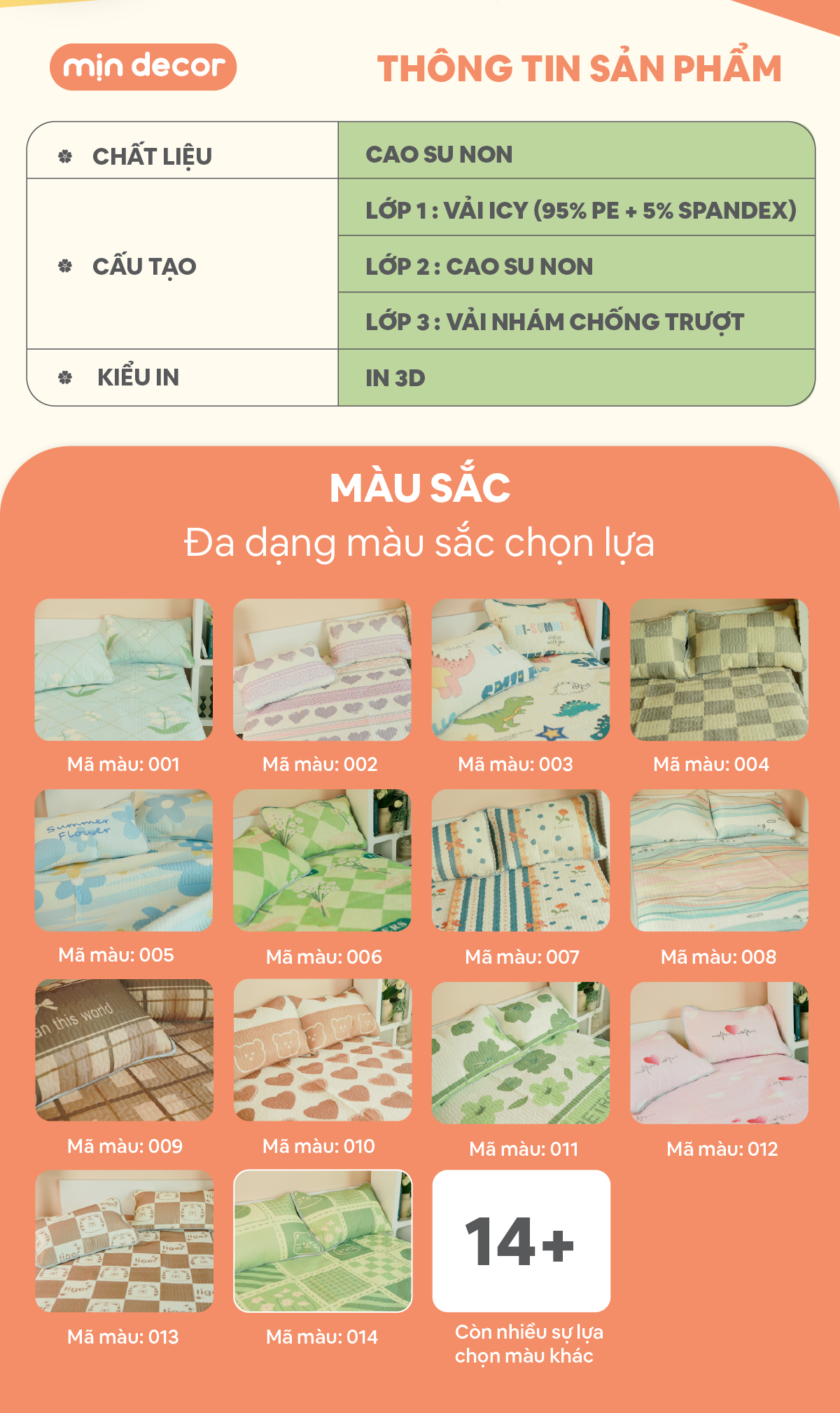 Mô tả Chiếu Điều Hoà Cao Su Non Icy Mịn Decor Chống Nóng Lưng Kèm 2 Vỏ Gối Mềm Mát - 2