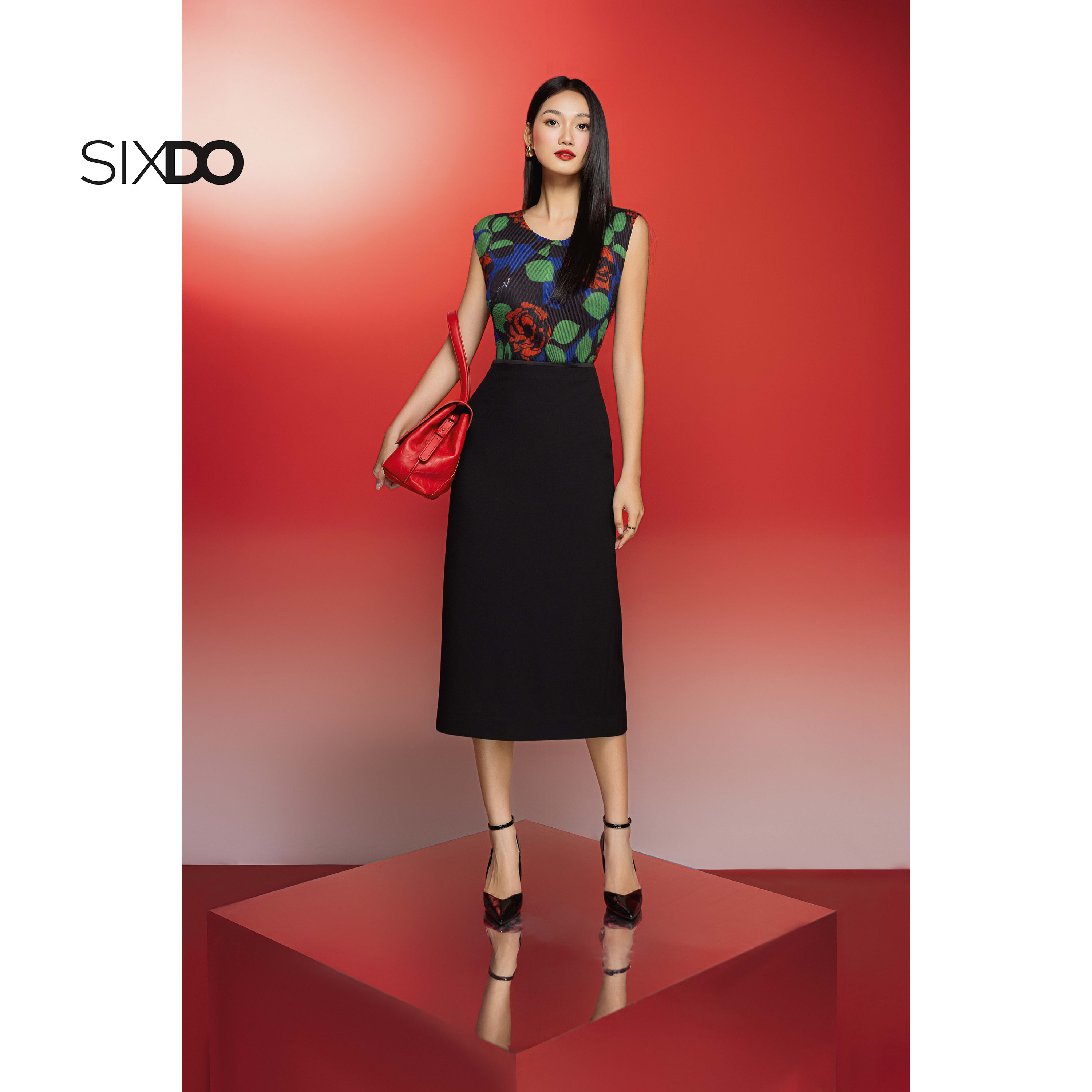 Mô tả Chân váy đen bút chì SIXDO (Black Woven Pencil Skirt) - 2