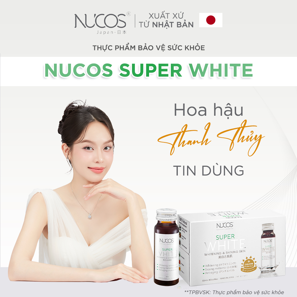 Mô tả TPBVSK Nước Uống Collagen Nucos Super White Hỗ Trợ Dưỡng Trắng Da Hỗ Trợ Mờ Thâm Nám Hộp 10chaix50ml - 1