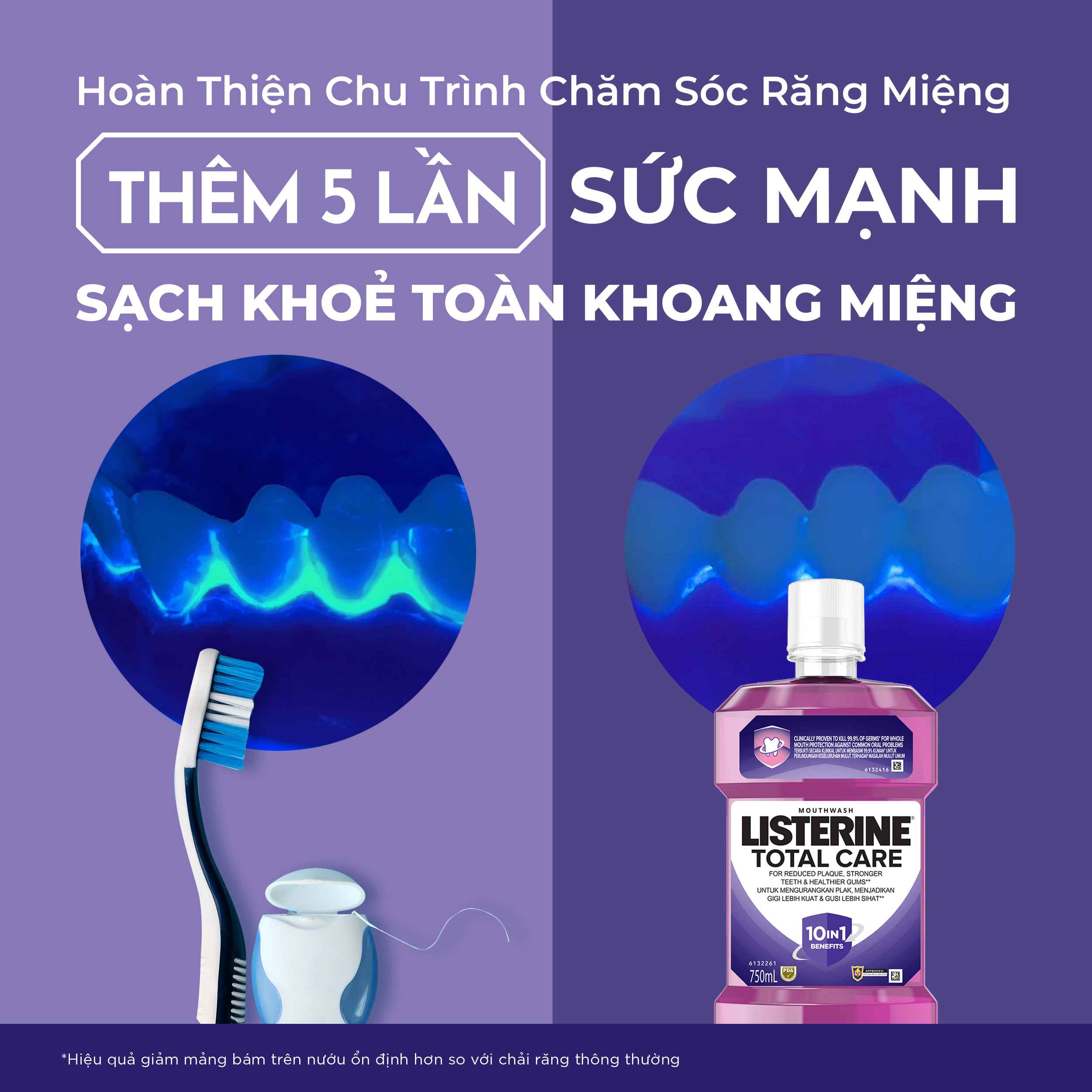Mô tả Nước súc miệng chăm sóc toàn diện Listerine Total Care Mouthwash 750ml - 4