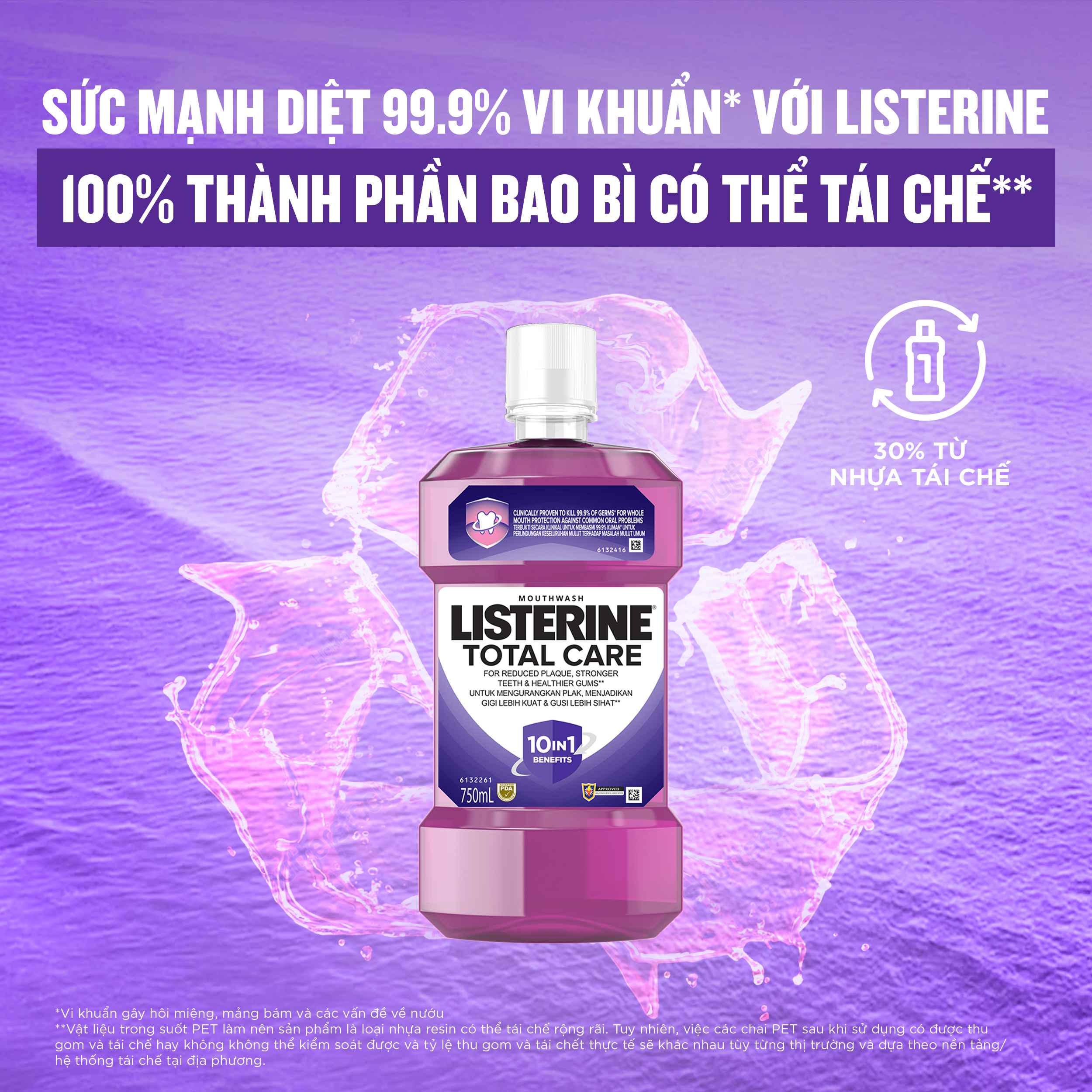 Mô tả Nước súc miệng chăm sóc toàn diện Listerine Total Care Mouthwash 750ml - 5