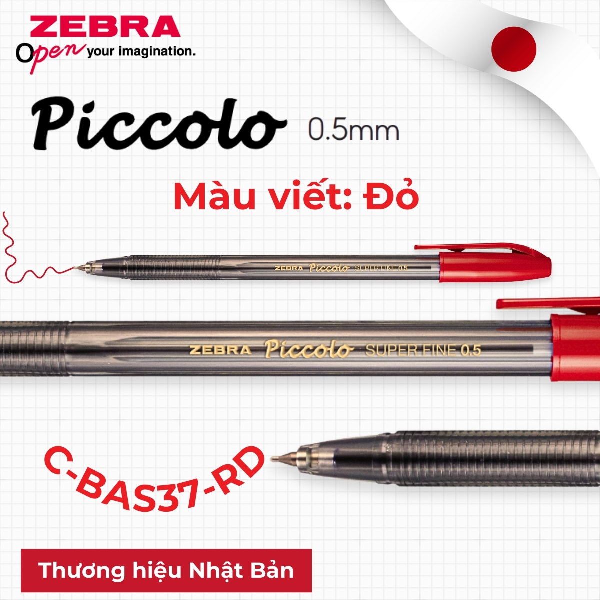 Mô tả Bút Bi Zebra Piccolo Ngòi 0.5mm - Mực Xanh/Đen/Đỏ - Thương Hiệu Nhật Bản [Chính Hãng] - 1 cây - 4