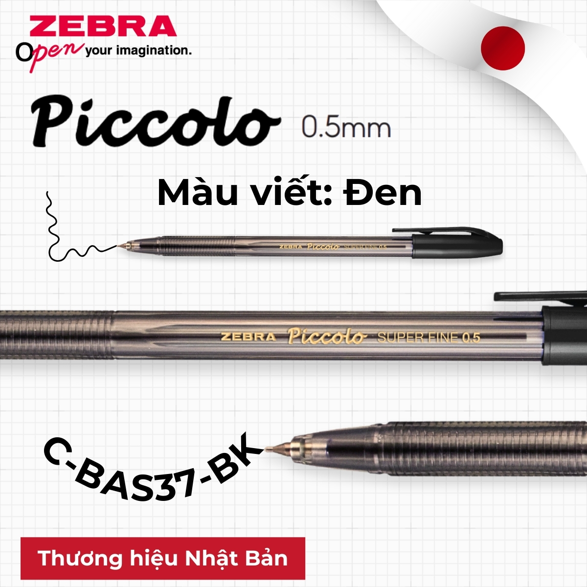 Mô tả Bút Bi Zebra Piccolo Ngòi 0.5mm - Mực Xanh/Đen/Đỏ - Thương Hiệu Nhật Bản [Chính Hãng] - 1 cây - 6