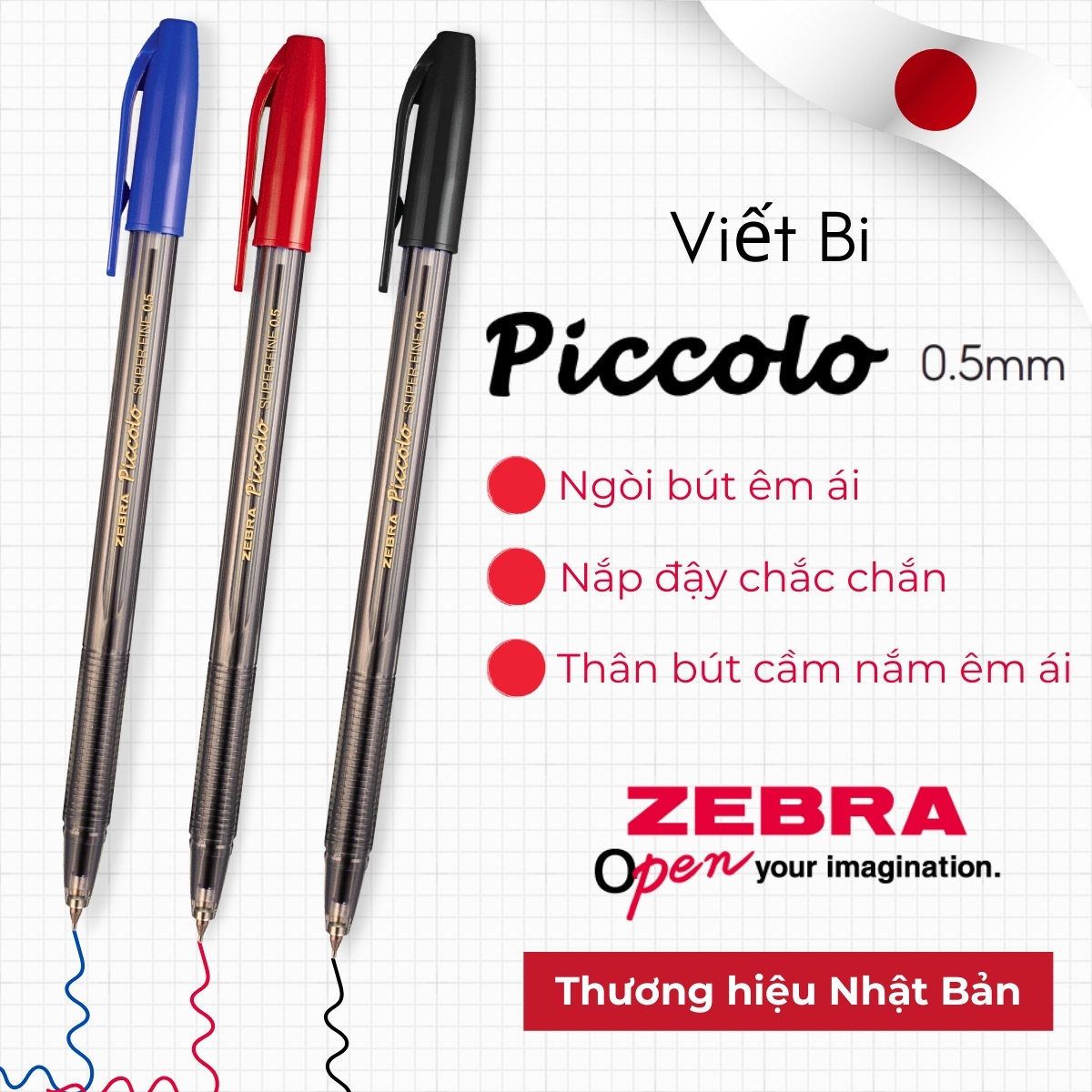 Mô tả Bút Bi Zebra Piccolo Ngòi 0.5mm - Mực Xanh/Đen/Đỏ - Thương Hiệu Nhật Bản [Chính Hãng] - 1 cây - 7