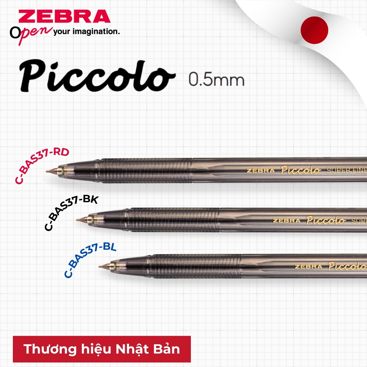 Mô tả Bút Bi Zebra Piccolo Ngòi 0.5mm - Mực Xanh/Đen/Đỏ - Thương Hiệu Nhật Bản [Chính Hãng] - 1 cây - 3