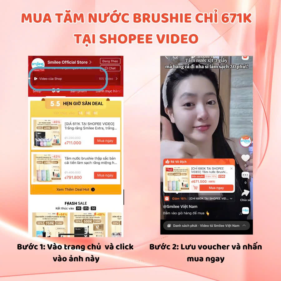 Mô tả Tăm nước brushie thập sắc bản cải tiến làm sạch răng miệng hiệu quả flossie - 1