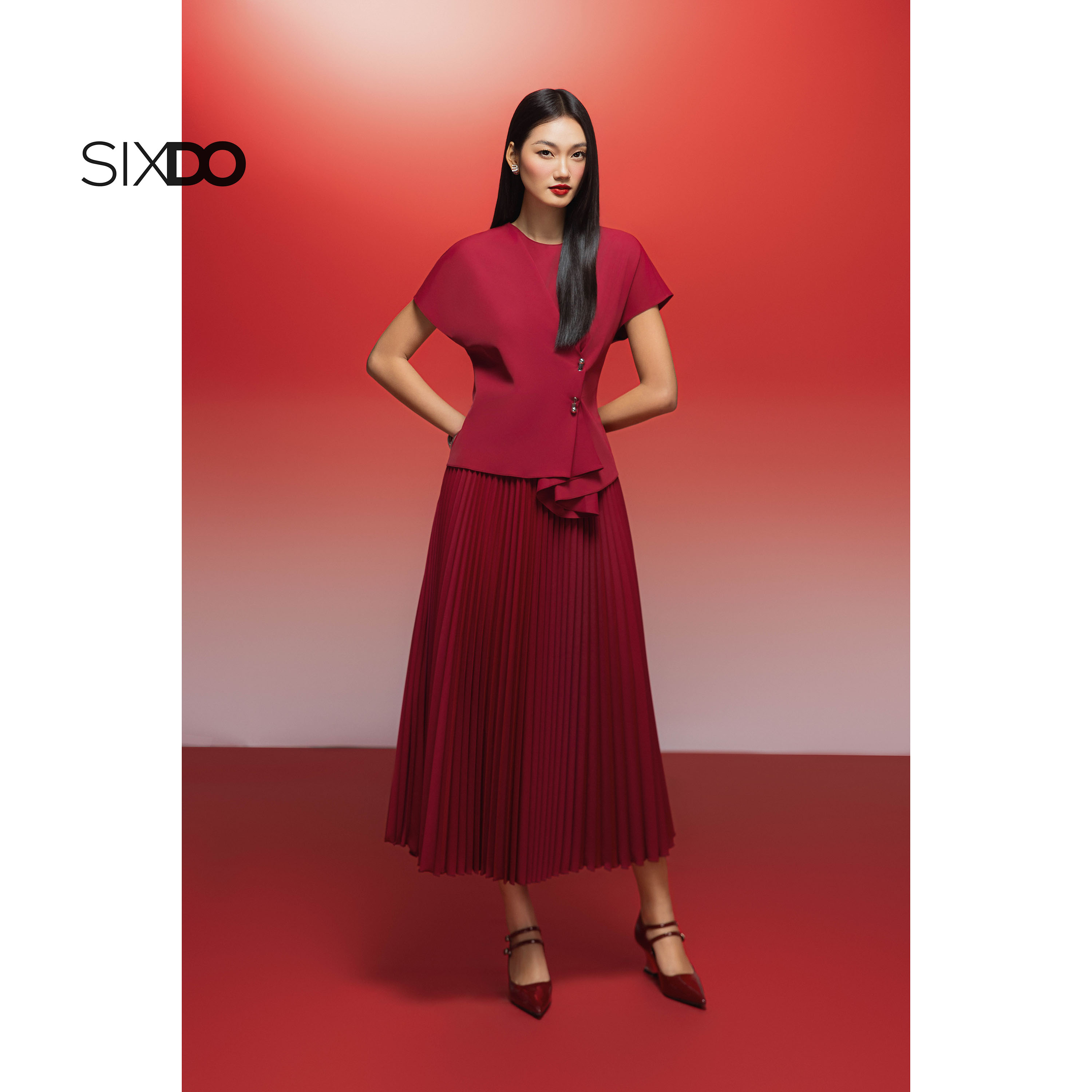 Mô tả Áo nữ cổ tròn tay ngắn SIXDO (Woven Blouse) - 4