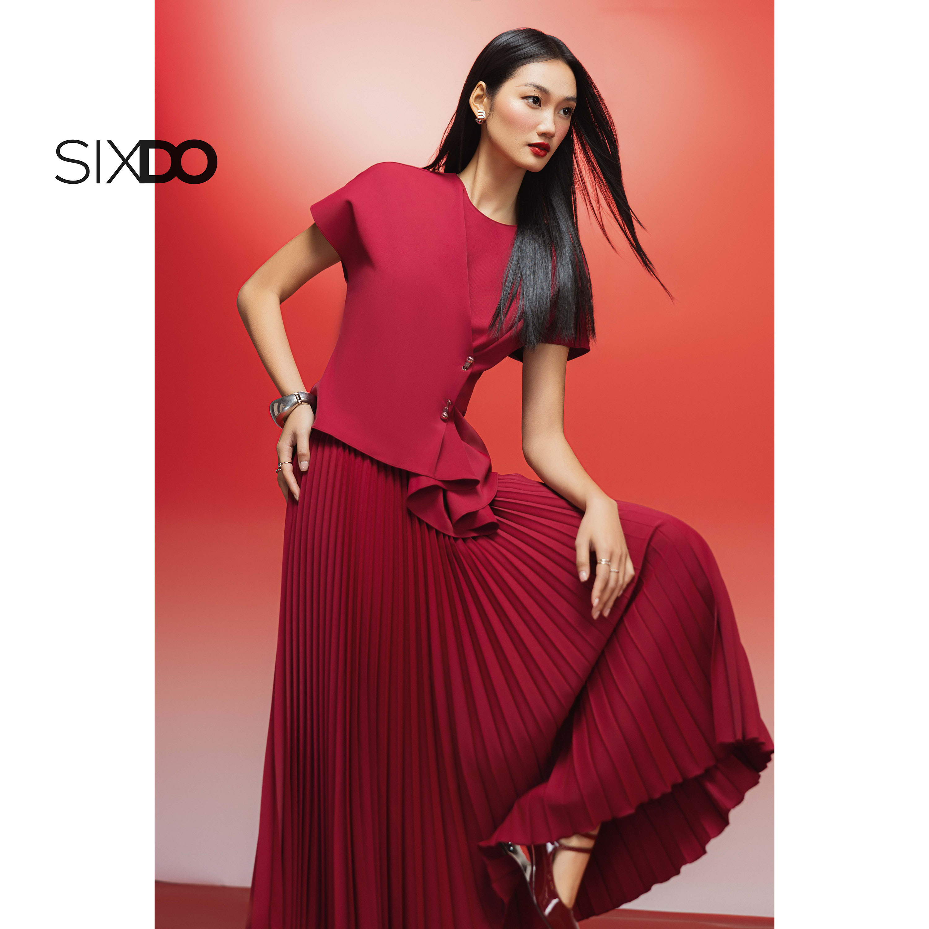 Mô tả Áo nữ cổ tròn tay ngắn SIXDO (Woven Blouse) - 6