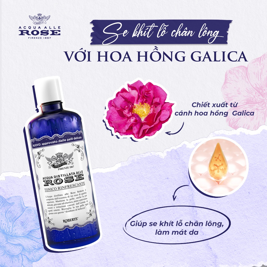 Mô tả Nước hoa hồng Toner Acqua Alle Rose bổ sung độ ẩm, làm sạch da, mờ vết thâm 300ml - 3