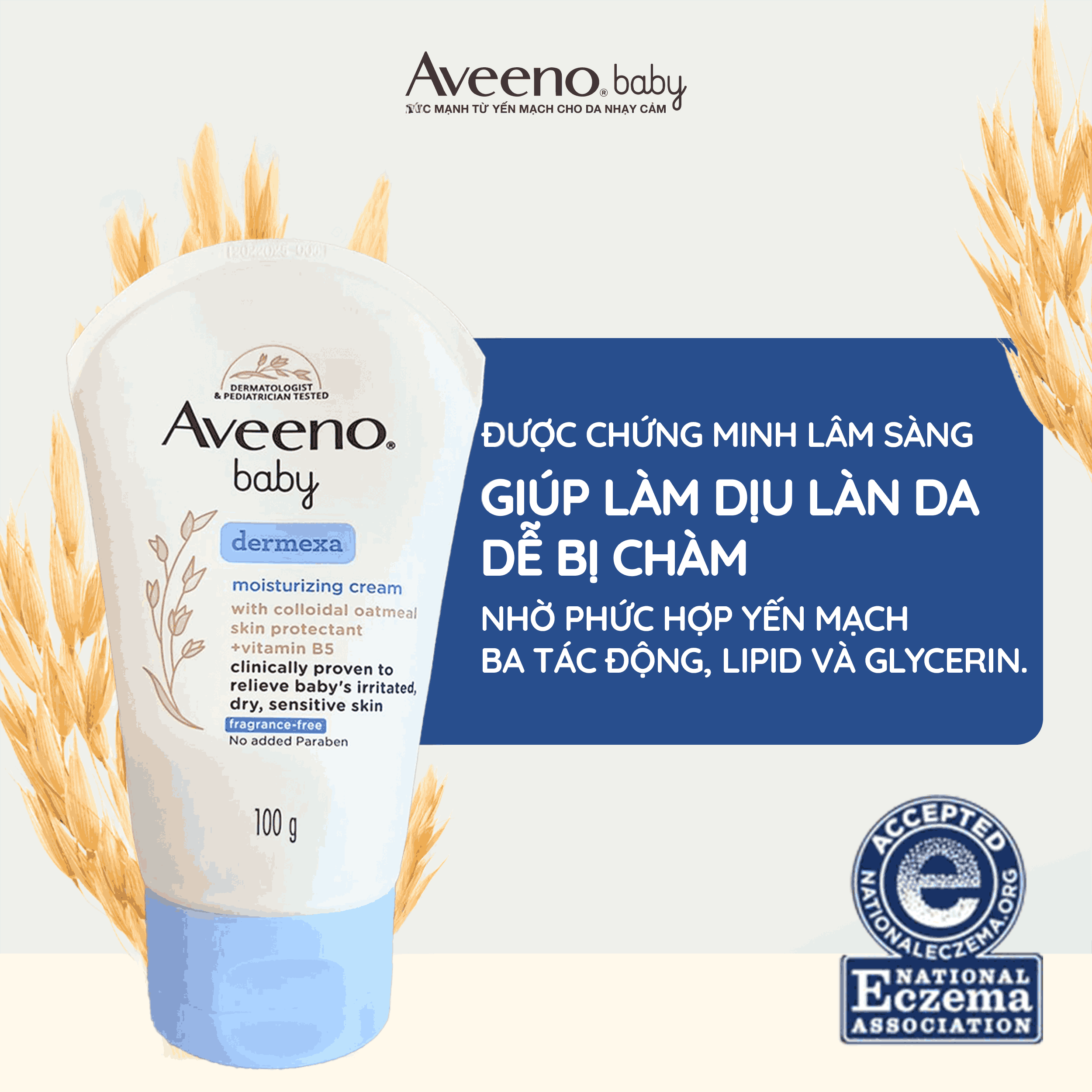 Mô tả Kem dưỡng ẩm Aveeno Baby Dermexa Moisturising Cream 100g - 8