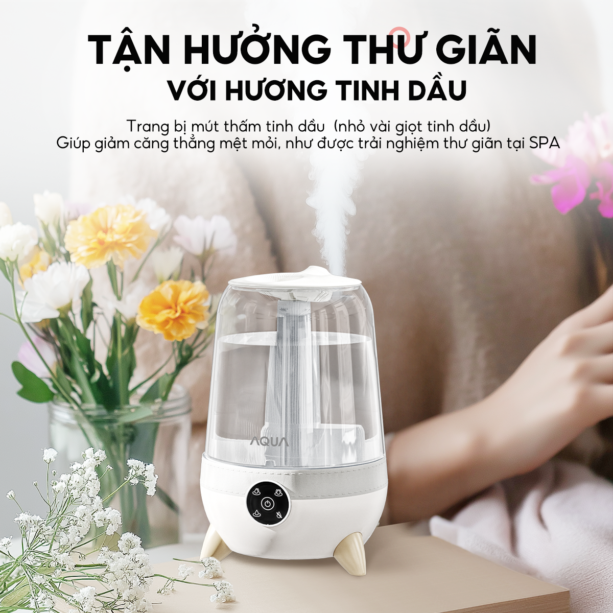 Mô tả Máy phun sương tạo ẩm AQUA HUS101R 3.5L có khay khuếch tán tinh dầu, phun sương cấp ẩm - 11