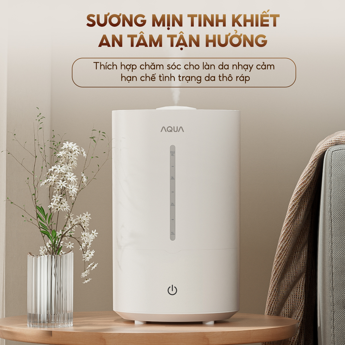 Mô tả Máy phun sương tạo ẩm AQUA HUS201T 4L, phun sương cấp ẩm, điều khiển cảm ứng đơn giản - 6