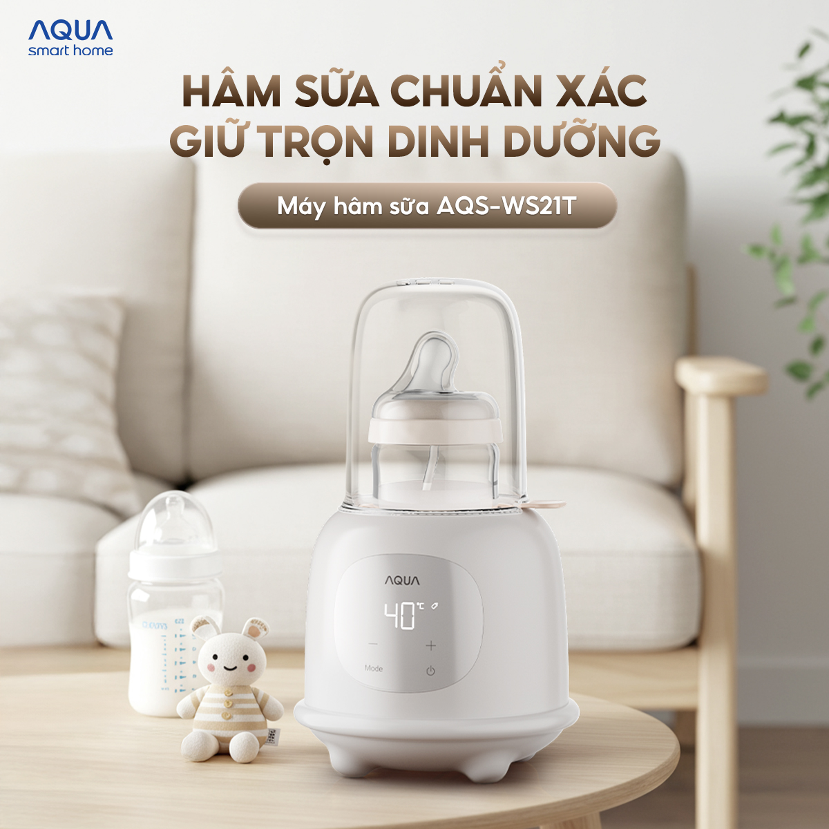 Mô tả Máy hâm sữa AQUA WS21T hâm đồ ăn dặm, tiệt trùng an toàn, kiểm soát chính xác nhiệt độ - 1
