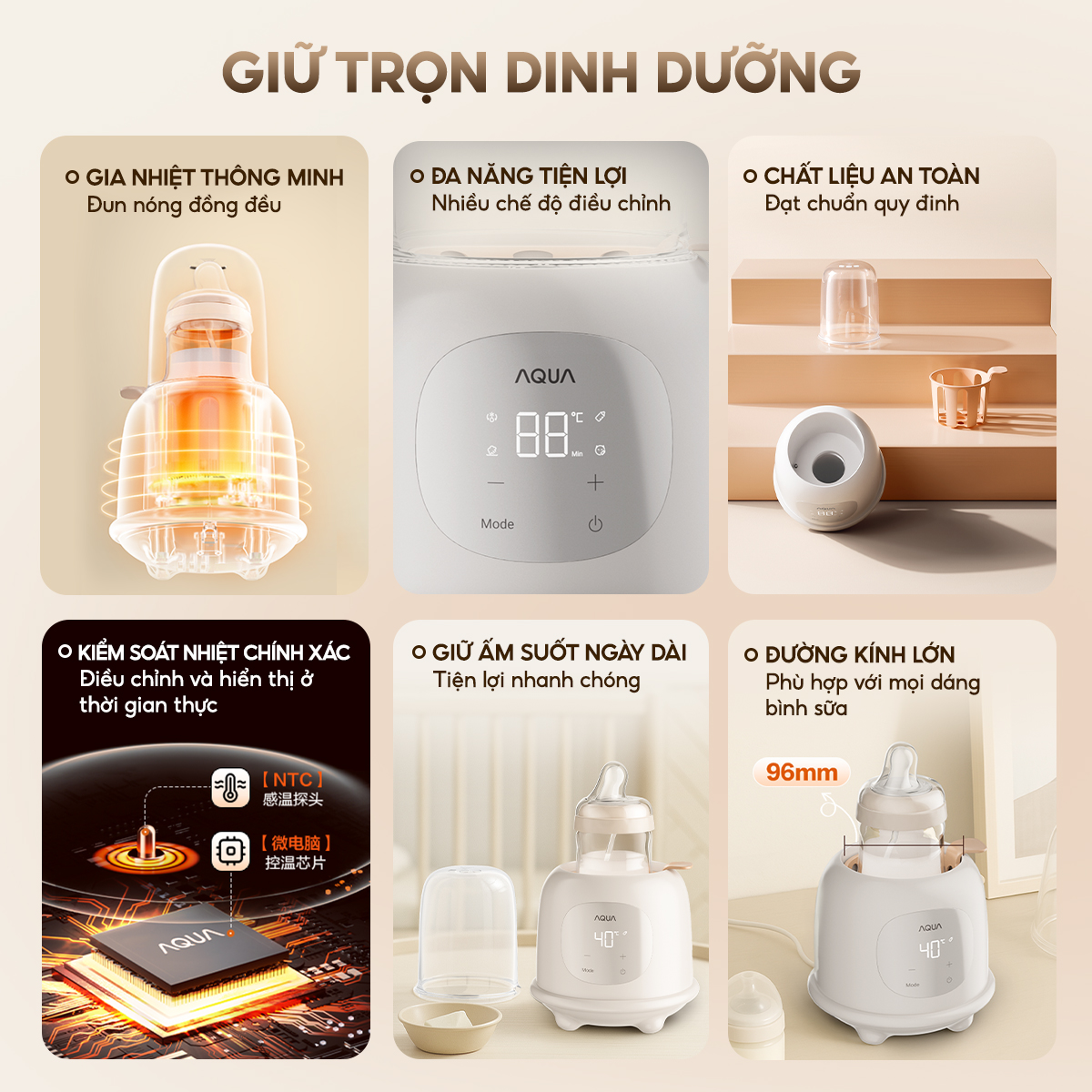 Mô tả Máy hâm sữa AQUA WS21T hâm đồ ăn dặm, tiệt trùng an toàn, kiểm soát chính xác nhiệt độ - 2