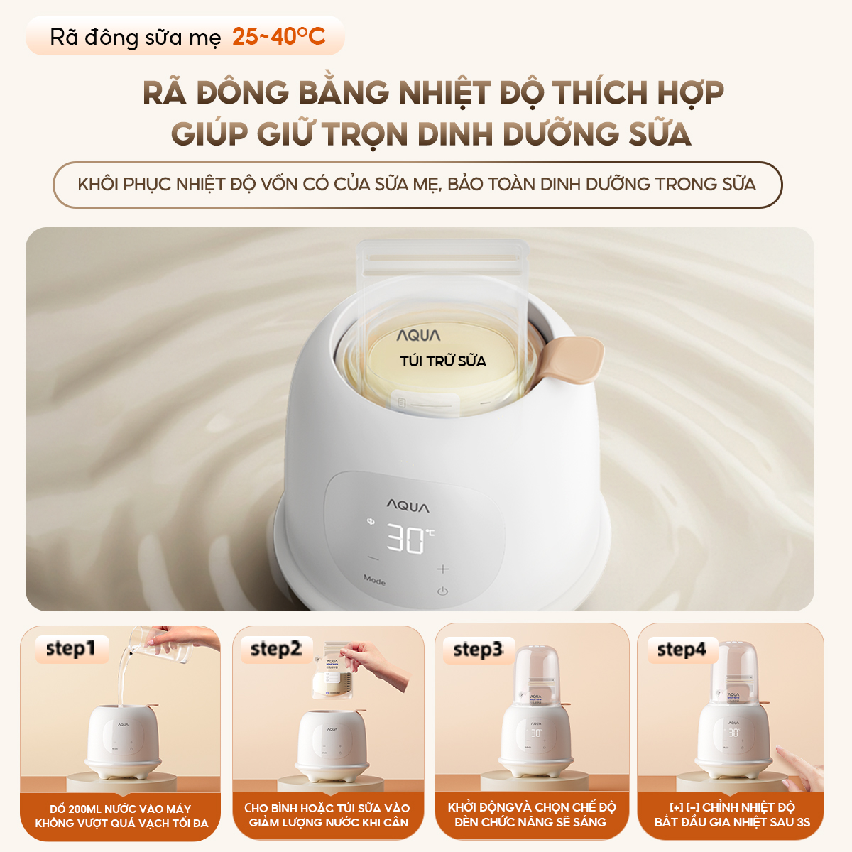 Mô tả Máy hâm sữa AQUA WS21T hâm đồ ăn dặm, tiệt trùng an toàn, kiểm soát chính xác nhiệt độ - 6