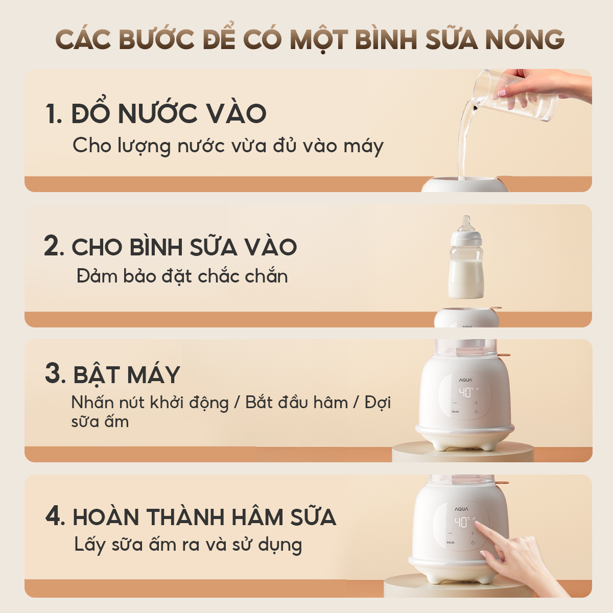 Mô tả Máy hâm sữa AQUA WS21T hâm đồ ăn dặm, tiệt trùng an toàn, kiểm soát chính xác nhiệt độ - 8