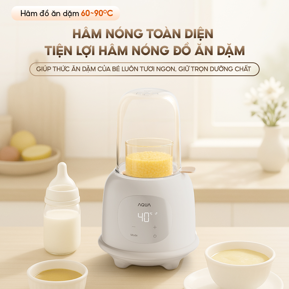 Mô tả Máy hâm sữa AQUA WS21T hâm đồ ăn dặm, tiệt trùng an toàn, kiểm soát chính xác nhiệt độ - 9