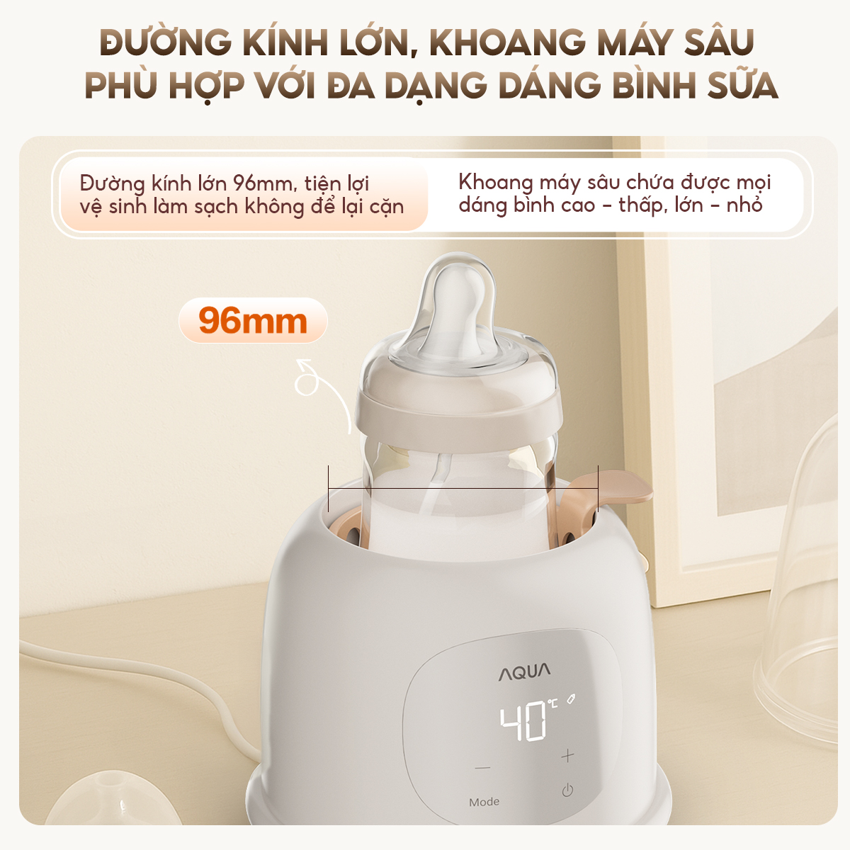 Mô tả Máy hâm sữa AQUA WS21T hâm đồ ăn dặm, tiệt trùng an toàn, kiểm soát chính xác nhiệt độ - 11