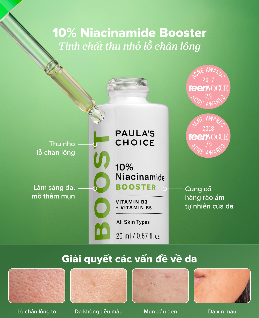 Mô tả Tinh chất thu nhỏ lỗ chân lông Paula's Choice 10% Niacinamide Booster 20ml mã 7980 - 1