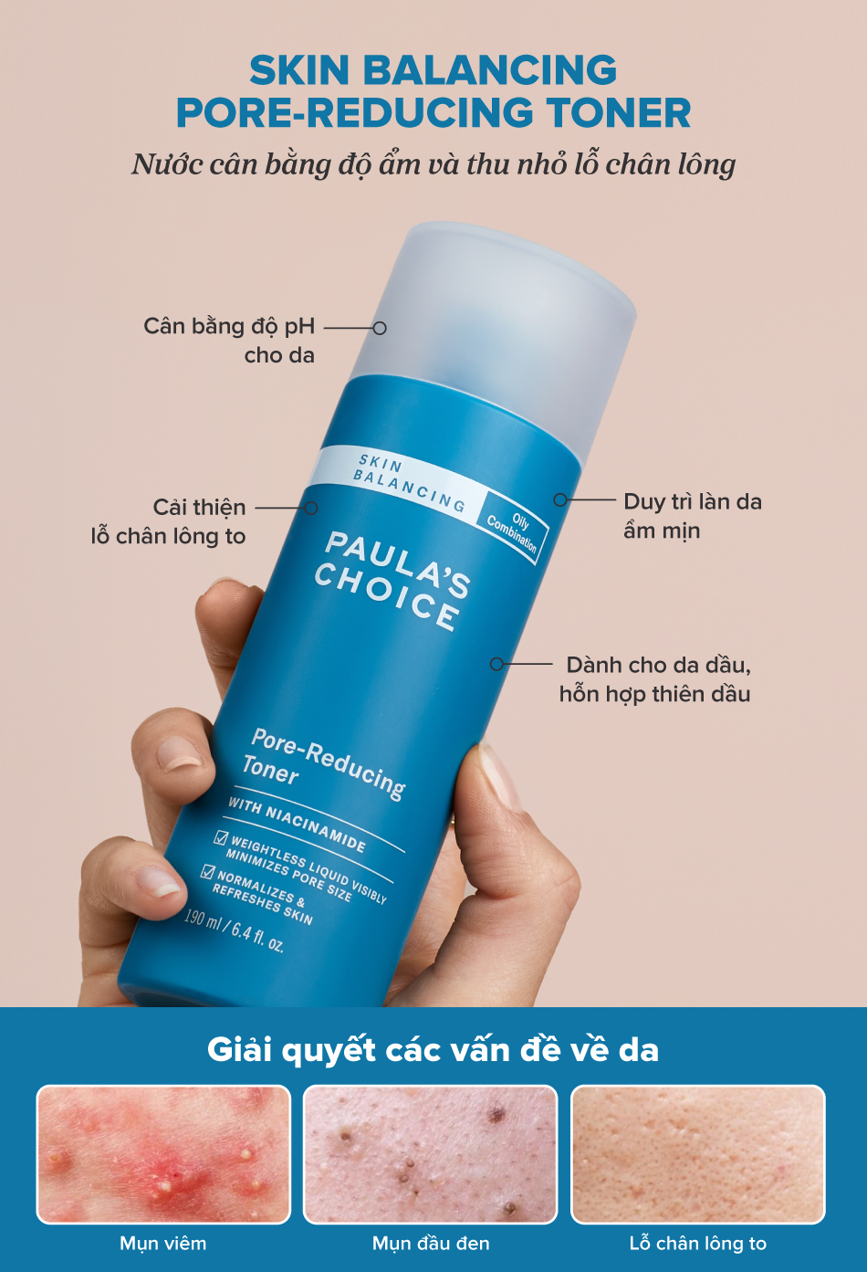 Mô tả Toner cấp ẩm, se khít lỗ chân lông Paula’s Choice Skin Balancing Pore Reducing Toner 190ml 1350 - 1