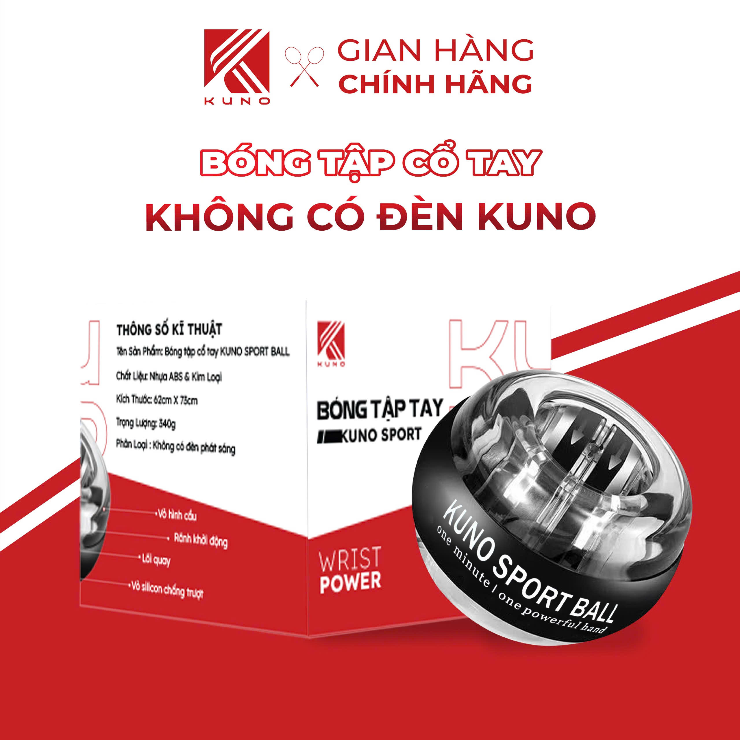 Mô tả Bóng Tập Cổ Tay KUNOSPORT, Bóng Tập Cánh Đèn Xoay 7 Màu Rèn Luyện Cơ Tay Lực Cổ Tay - 1