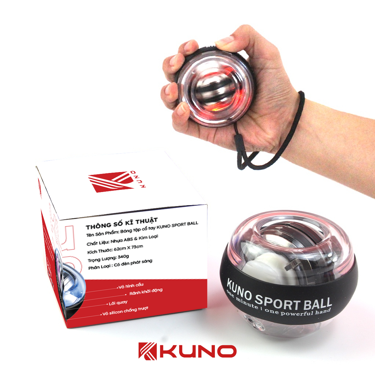 Mô tả Bóng Tập Cổ Tay KUNOSPORT, Bóng Tập Cánh Đèn Xoay 7 Màu Rèn Luyện Cơ Tay Lực Cổ Tay - 7