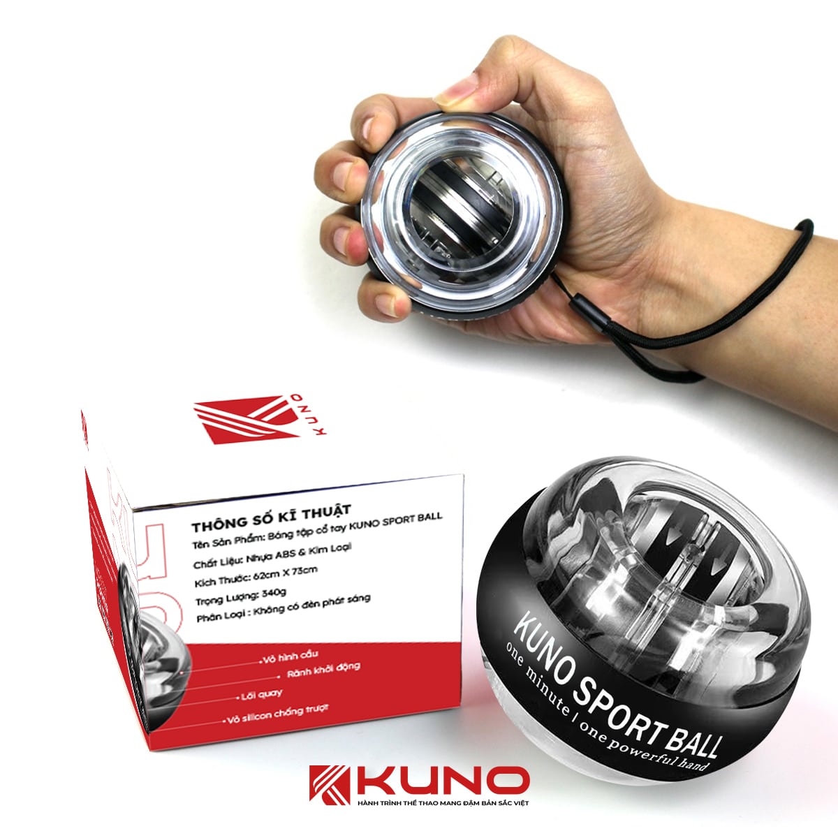 Mô tả Bóng Tập Cổ Tay KUNOSPORT, Bóng Tập Cánh Đèn Xoay 7 Màu Rèn Luyện Cơ Tay Lực Cổ Tay - 8