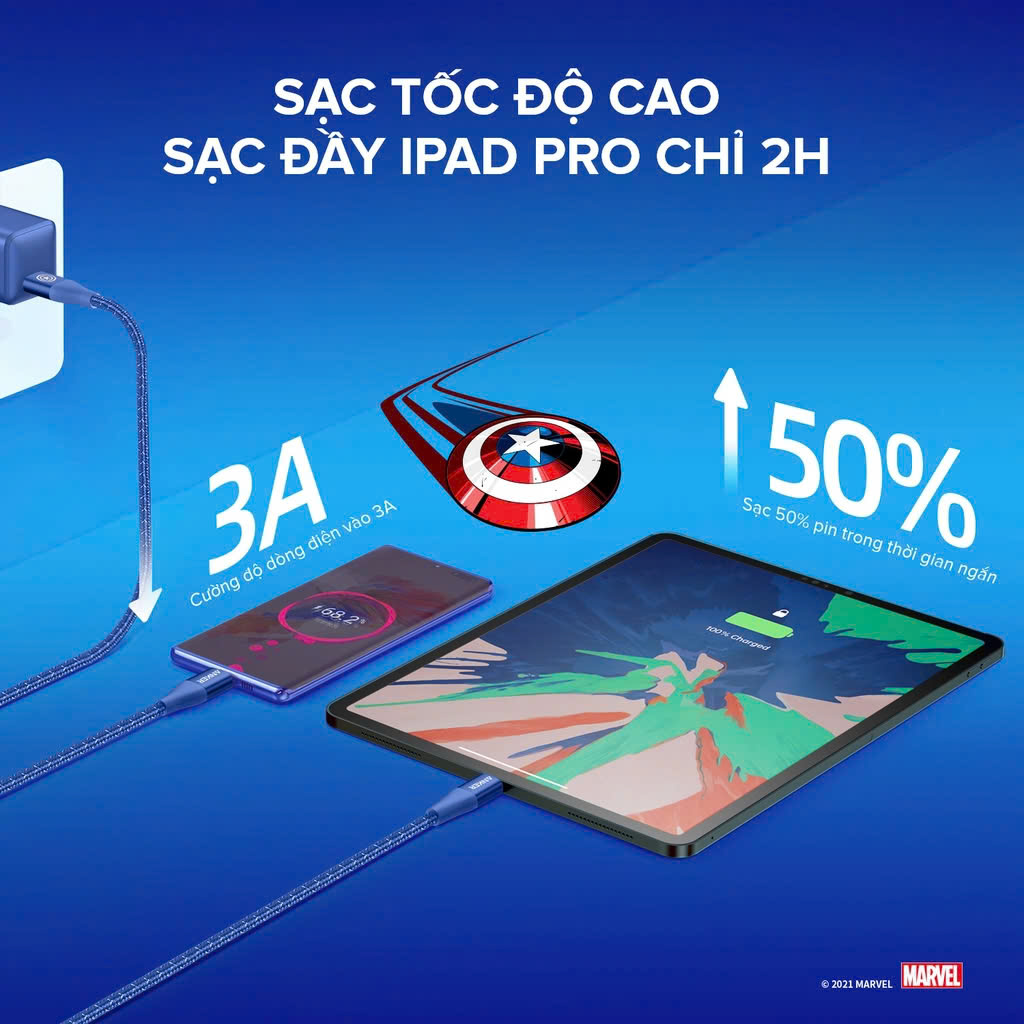 Mô tả Cáp sạc Anker PowerLine+ II USB-C to USB-C B2C A9547 | Captain - Iron man | 60W - 0,9m - Bảo hành 24 tháng - 5