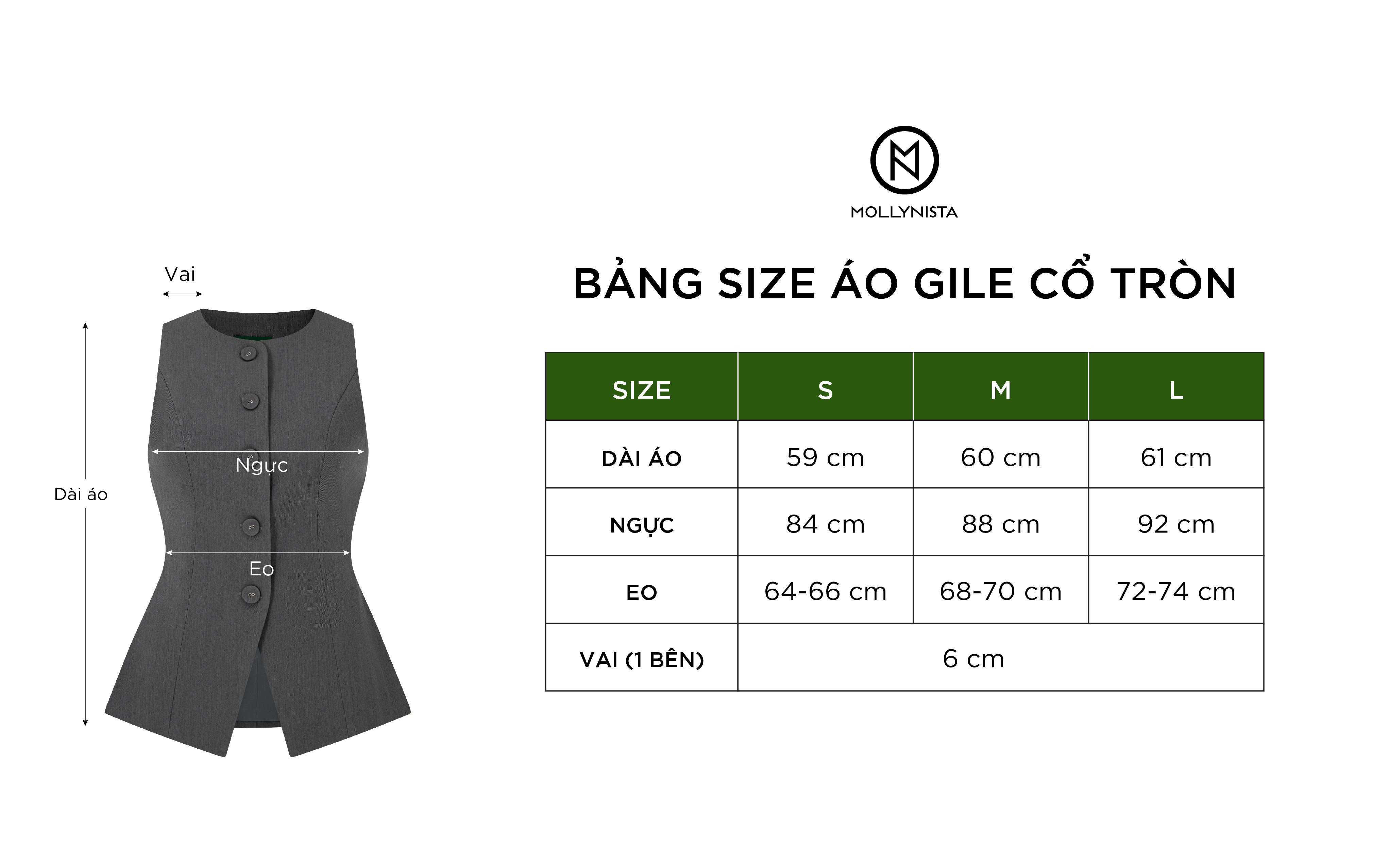 Mô tả Áo gile nữ MOLLYNISTA hai lớp cổ tròn sát nách chiết eo tôn dáng - 1