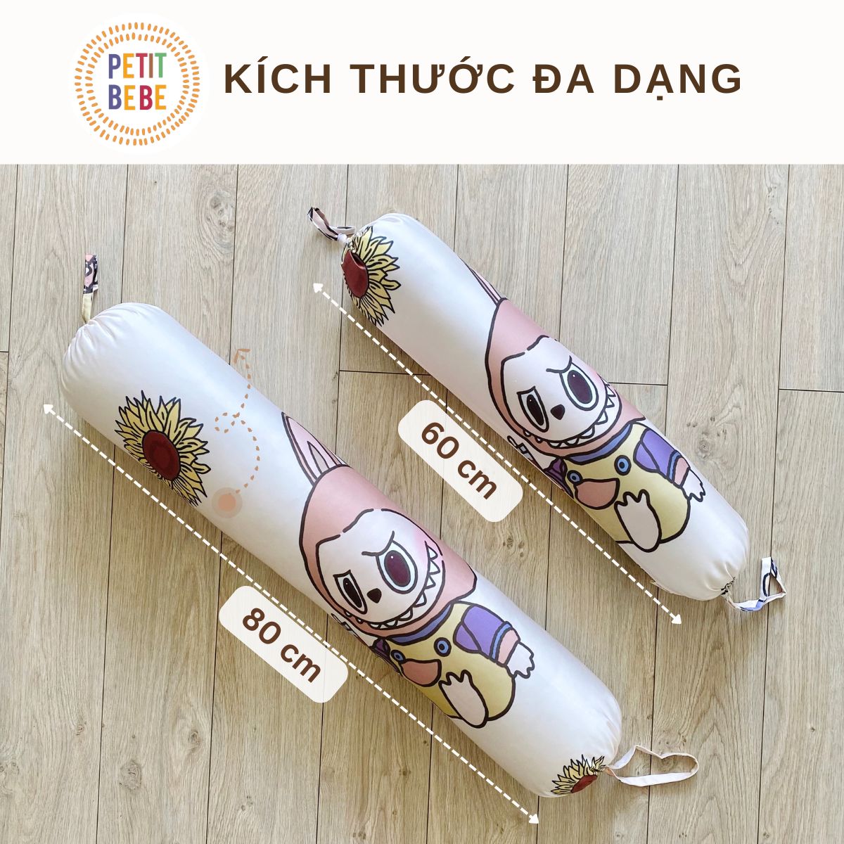 Mô tả Gối ôm dài 60cm tencel 60s cho bé PETIT BEBE mềm mát thoáng khí an toàn bé trai bé gái - 1