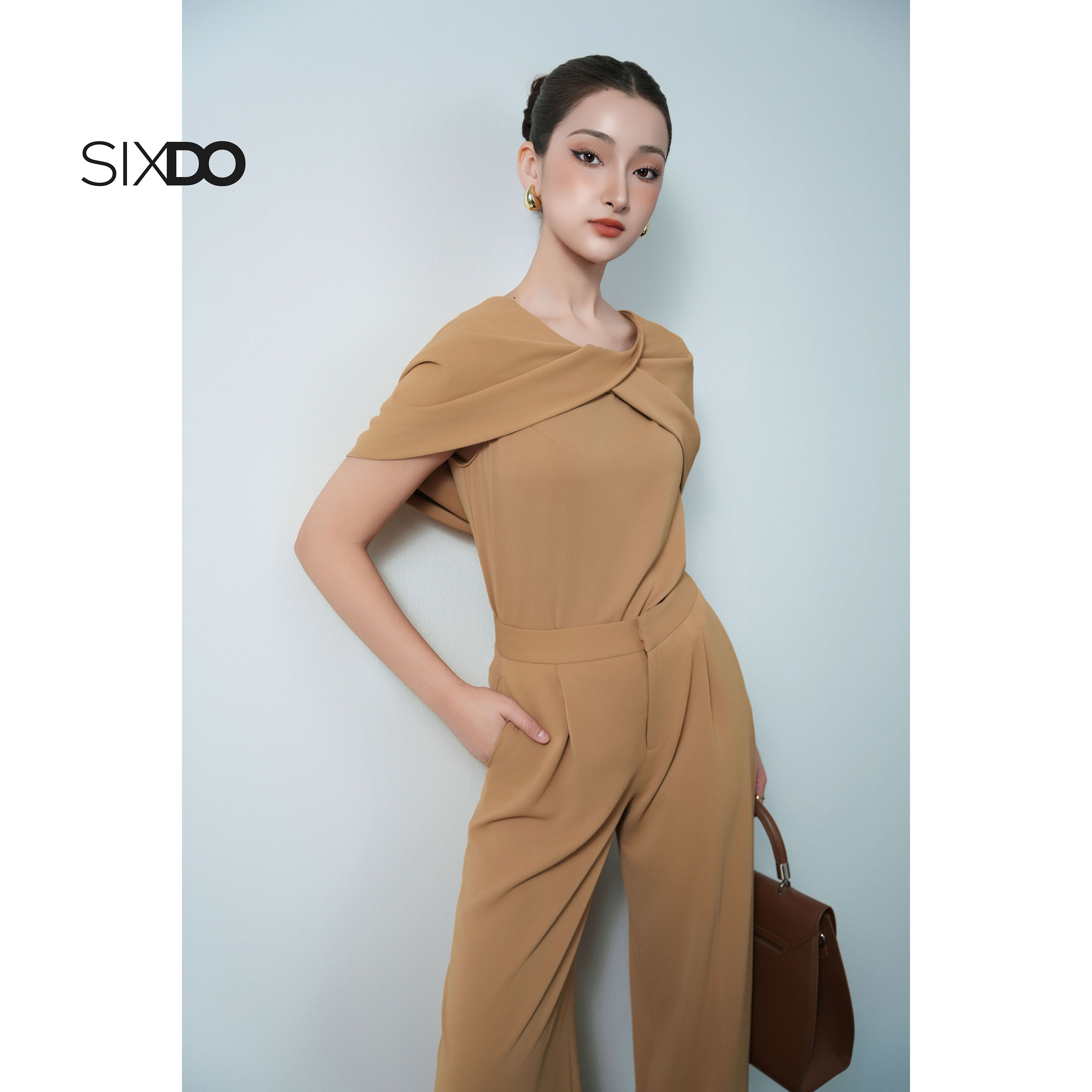 Mô tả Quần nữ nâu công sở SIXDO (Light Brown Silk Loose Pants) - 2