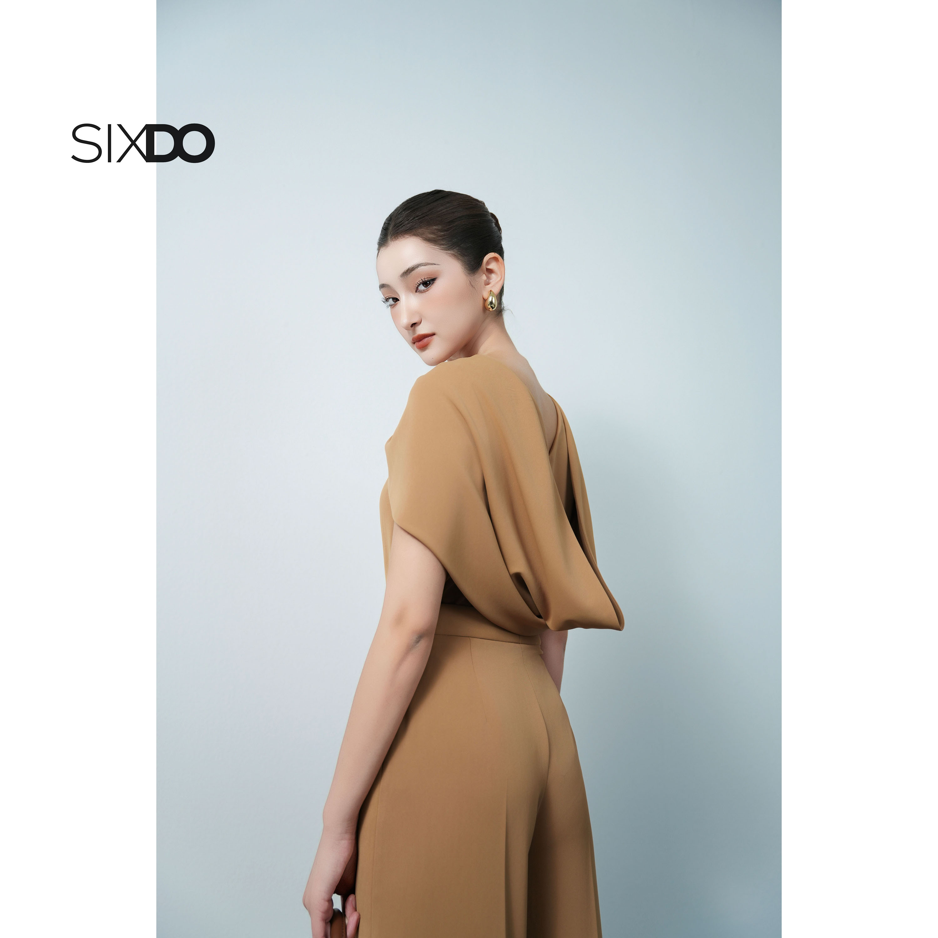 Mô tả Quần nữ nâu công sở SIXDO (Light Brown Silk Loose Pants) - 3