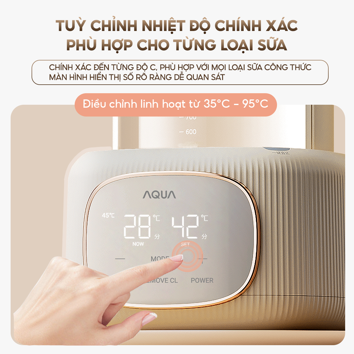 Mô tả Máy đun nước pha sữa AQUA MH121T khử clo, đun siêu tốc, nút ghi nhớ riêng cho ba mẹ, ông bà - 6