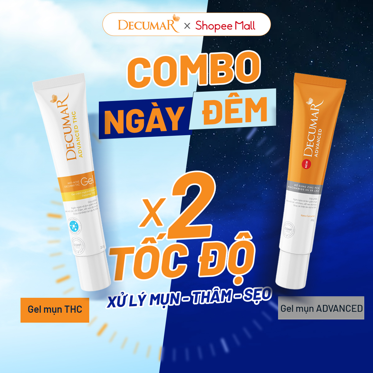 Set 2 gel bôi chấm mụn ngày - đêm Decumar 20gr hỗ trợ giảm mụn, mờ thâm ...