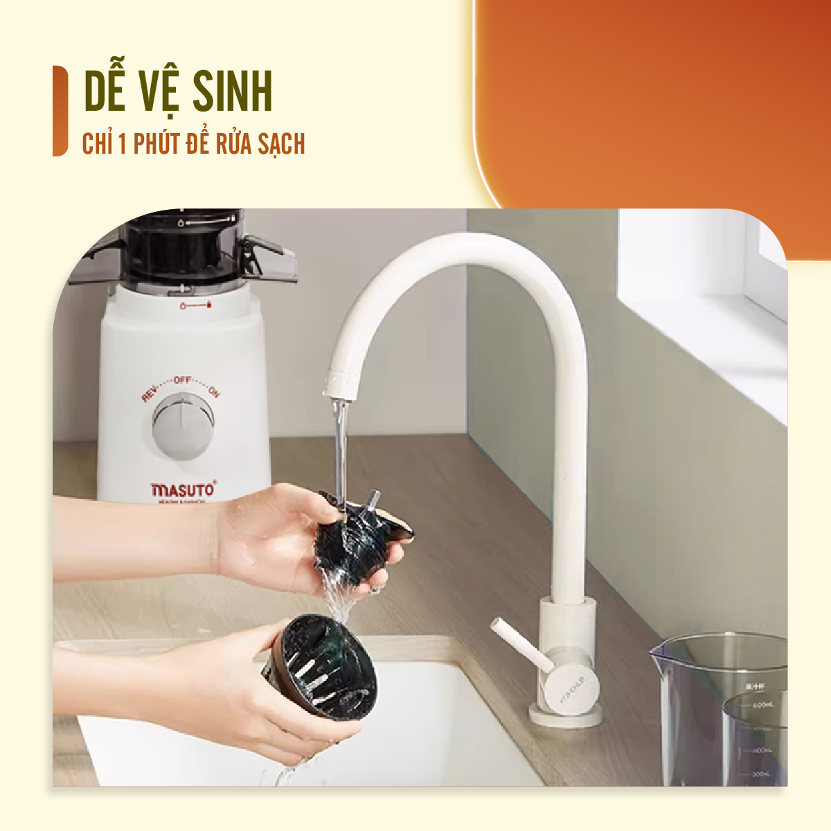 Mô tả Máy Ép Chậm Masuto Ms Healthy Ép Trái Cây Nguyên Quả Kiệt Bã Dung Tích 0,6L Làm Kem,Ép Cần Tây, Cà Rốt Detox - 1