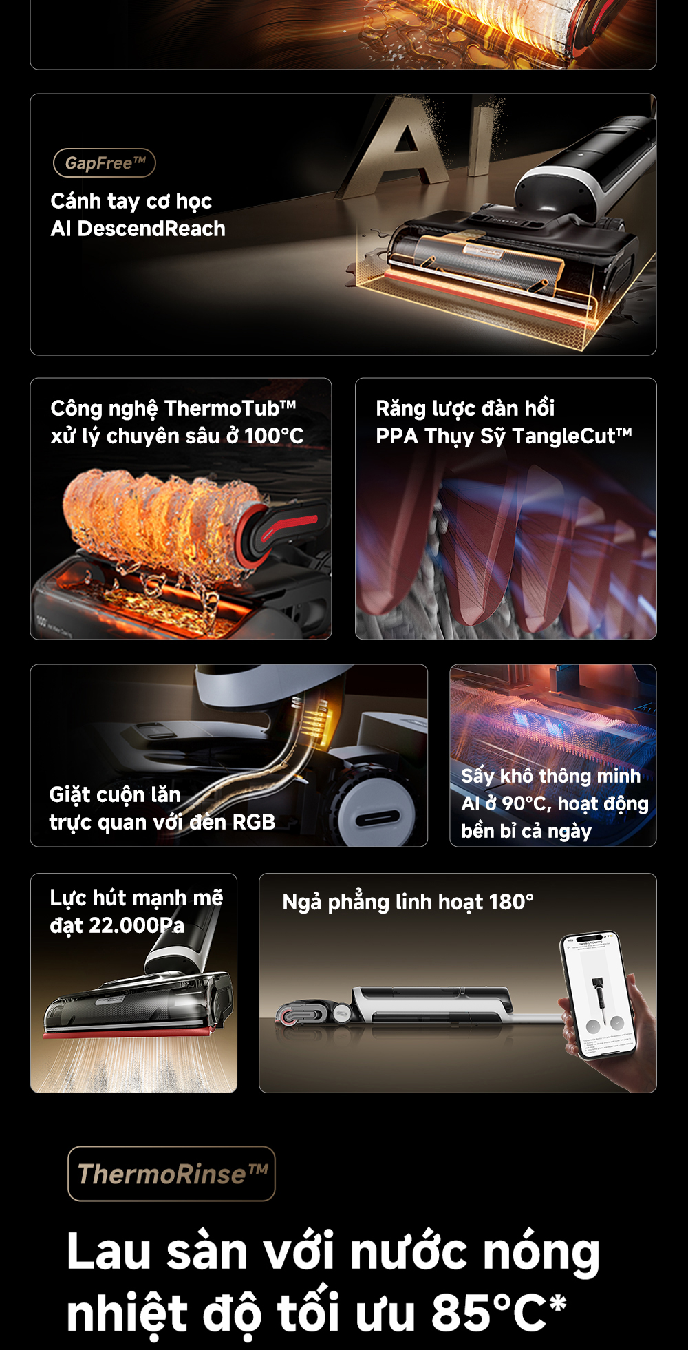 Mô tả Máy hút bụi lau sàn khô & ướt H15 Pro Heat - Bản Quốc Tế - Bảo Hành 24 Tháng - 2