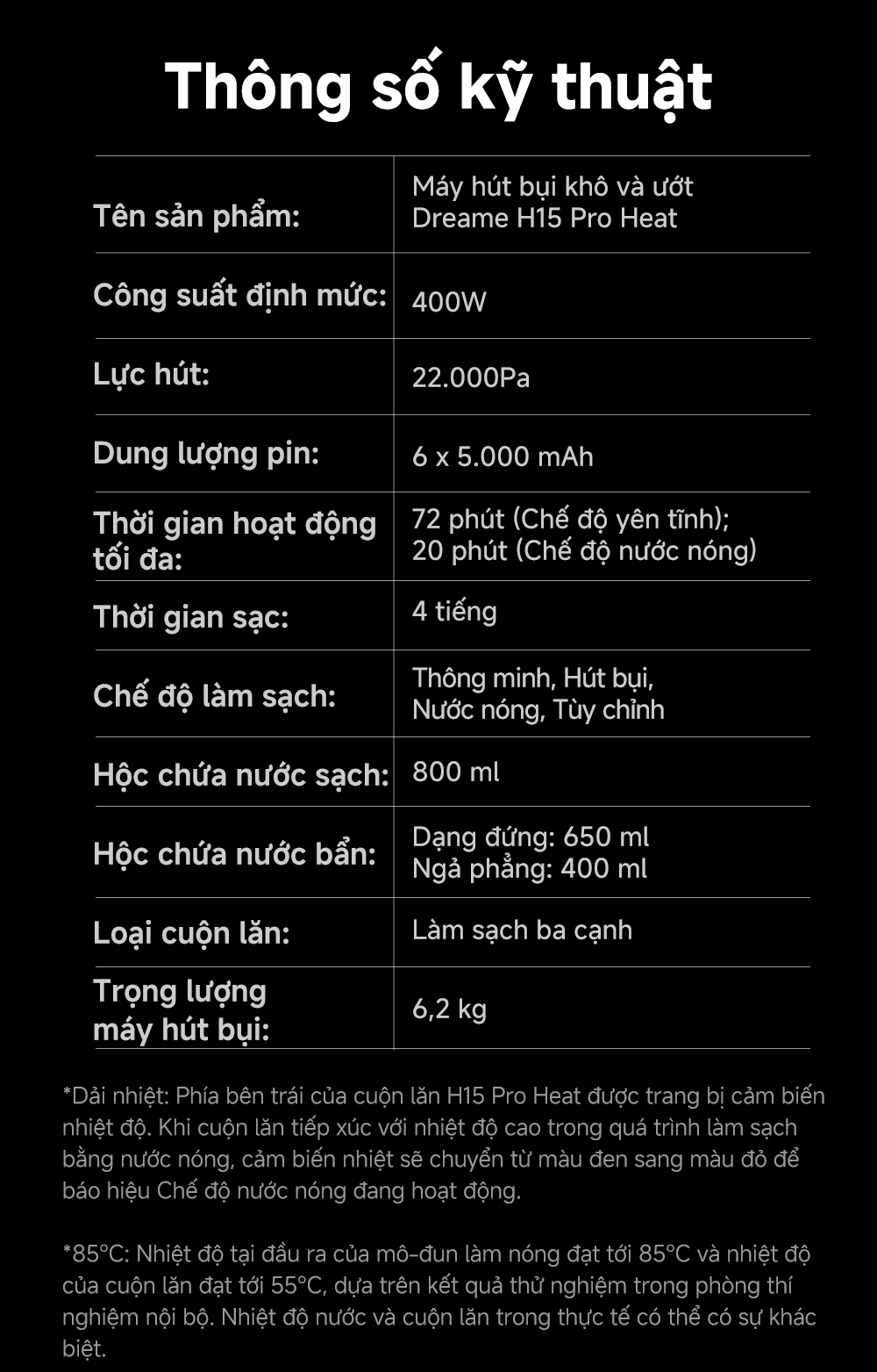 Mô tả Máy hút bụi lau sàn khô & ướt H15 Pro Heat - Bản Quốc Tế - Bảo Hành 24 Tháng - 11