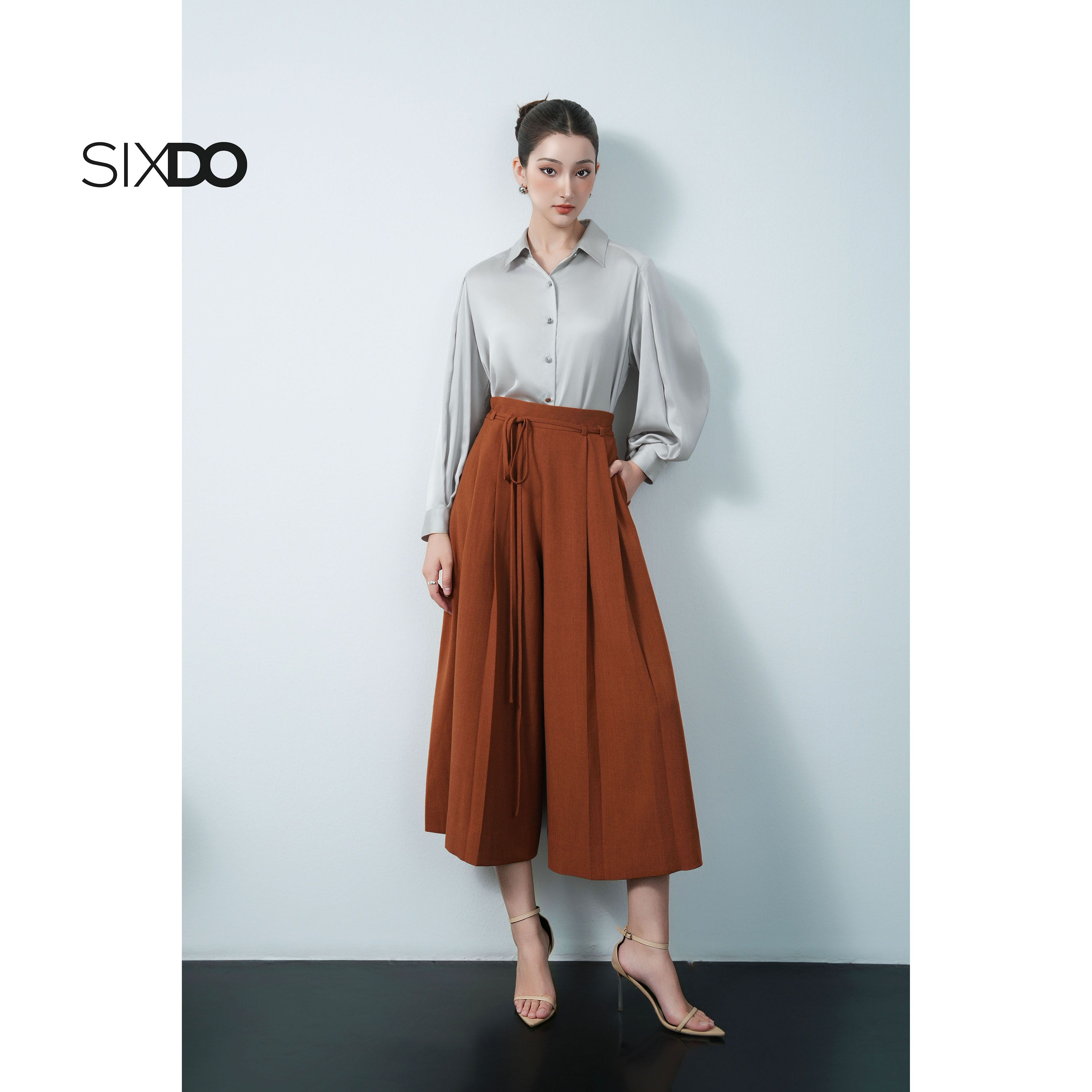 Mô tả Quần suông lửng ống rộng SIXDO (Ochre Woven Culottes) - 1