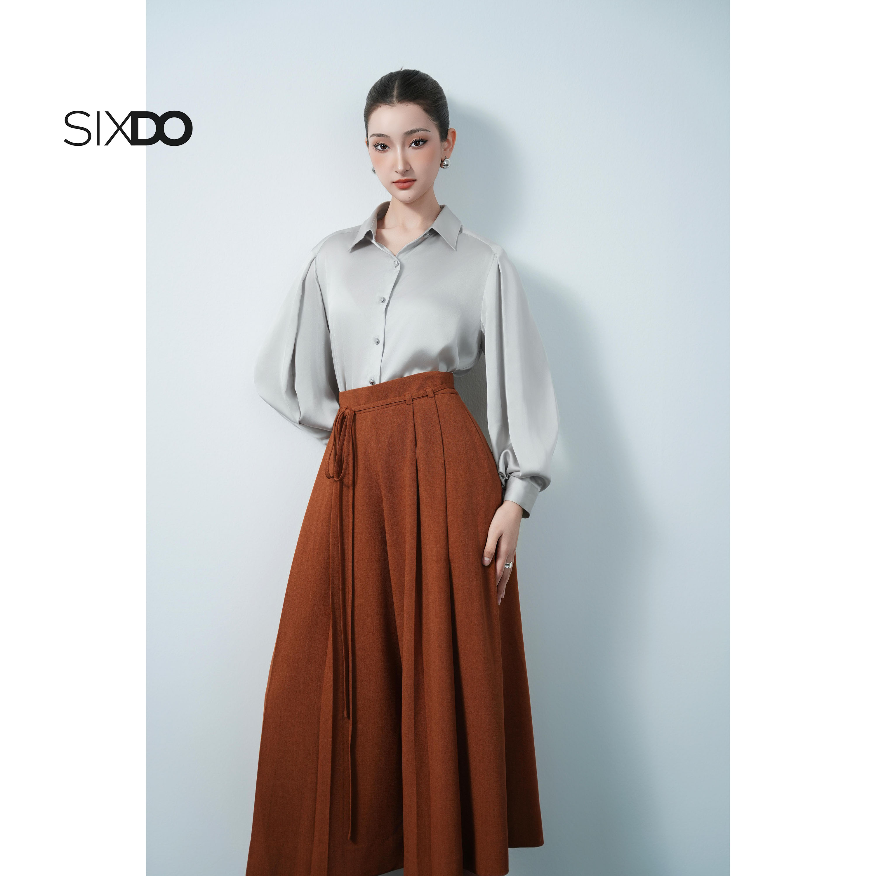 Mô tả Quần suông lửng ống rộng SIXDO (Ochre Woven Culottes) - 4