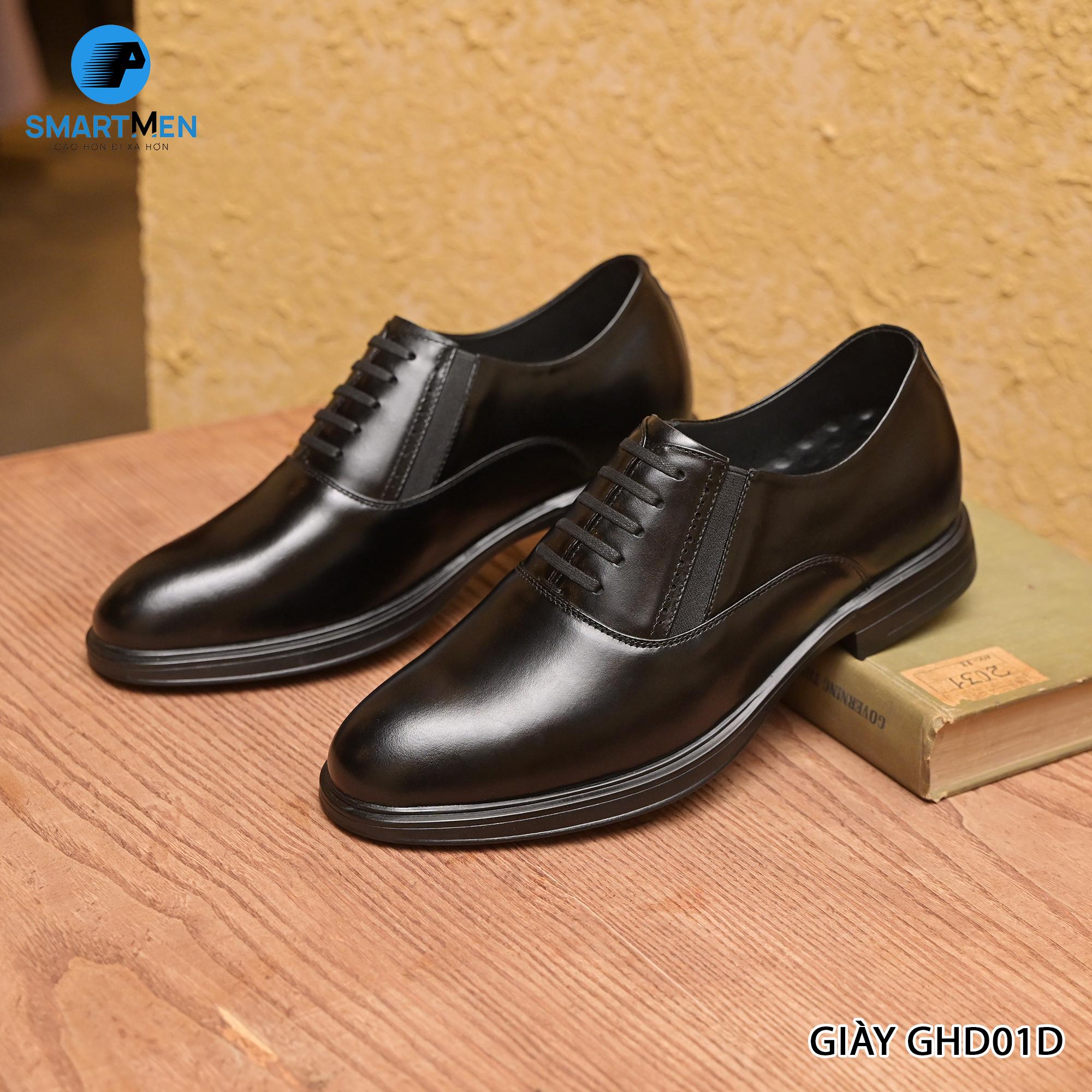 Mô tả Giày Tăng chiều cao da bò nam SmartMen GHD-01 Đen (Không cần buộc dây) - 2