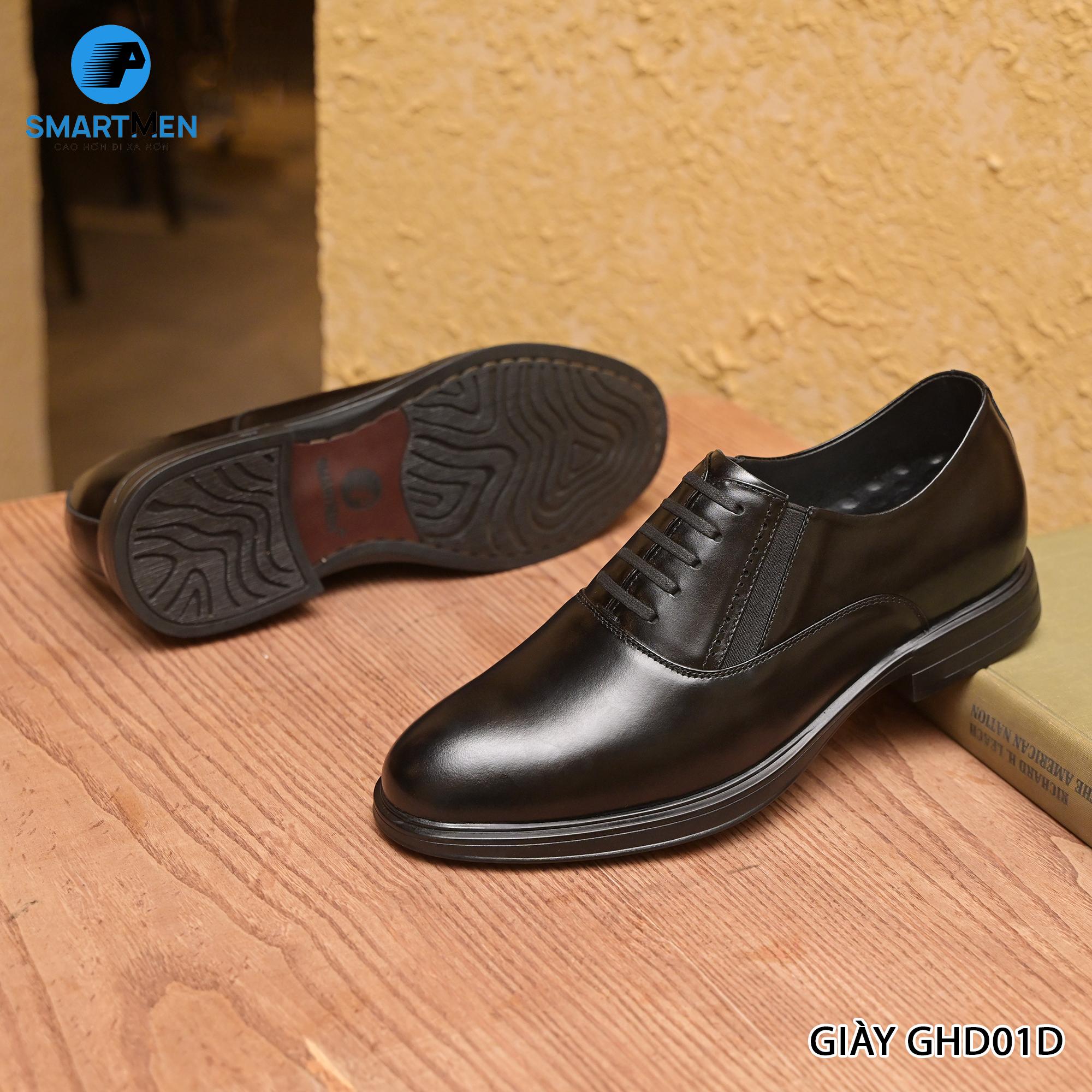 Mô tả Giày Tăng chiều cao da bò nam SmartMen GHD-01 Đen (Không cần buộc dây) - 4