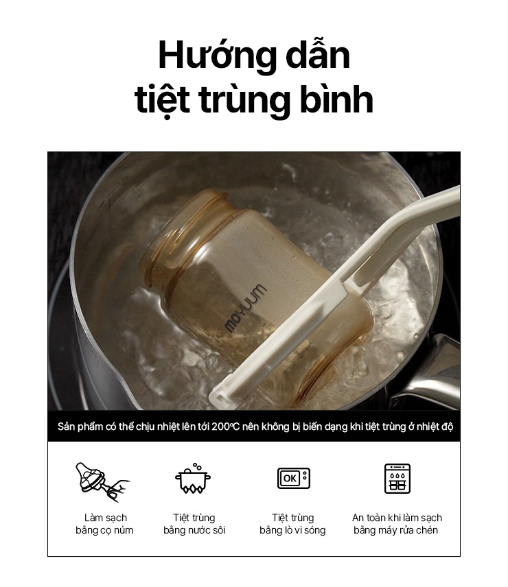 Mô tả Thế hệ 3 - Bình sữa PPSU Moyuum - Mẫu trơn - 270ml - Kèm núm 2 (3m+) - 9