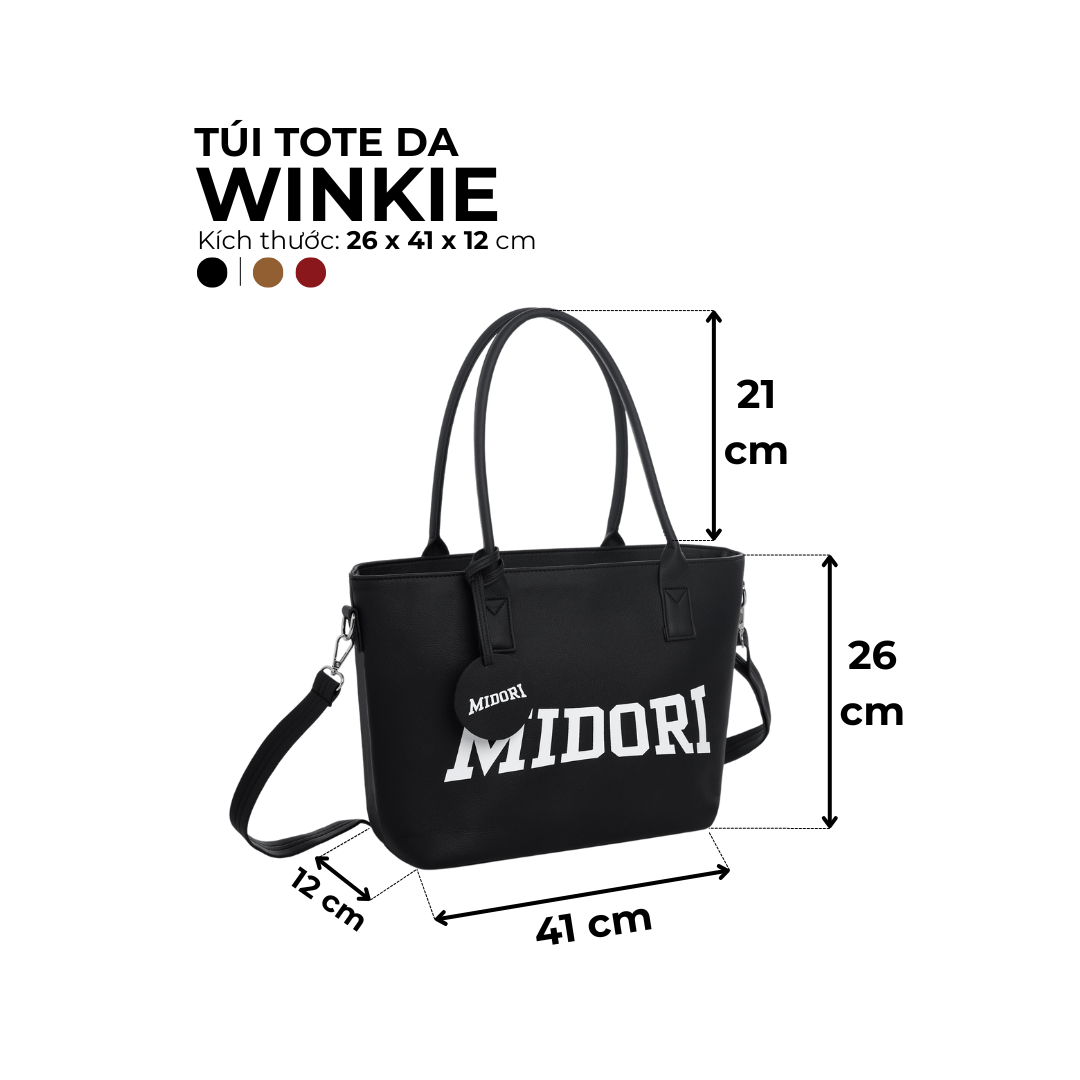 Mô tả Túi Tote Da WINKIE Đeo Chéo Nam Nữ Thời Đi Học Đi Làm Trượt Nước Chính Hãng | Local Brand M STUDIO - 3