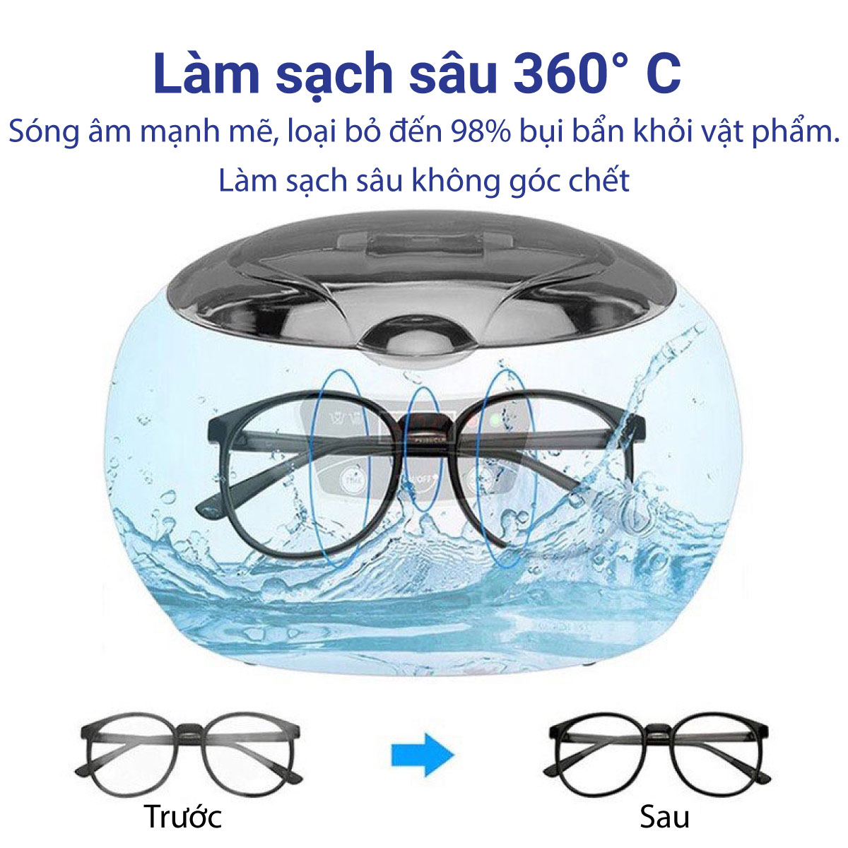 Mô tả Máy rửa mắt kính trang sức cọ trang điểm siêu sạch bằng sóng siêu âm Lescolton thế hệ mới tiện lợi sử dụng ở mọi nơi - 3