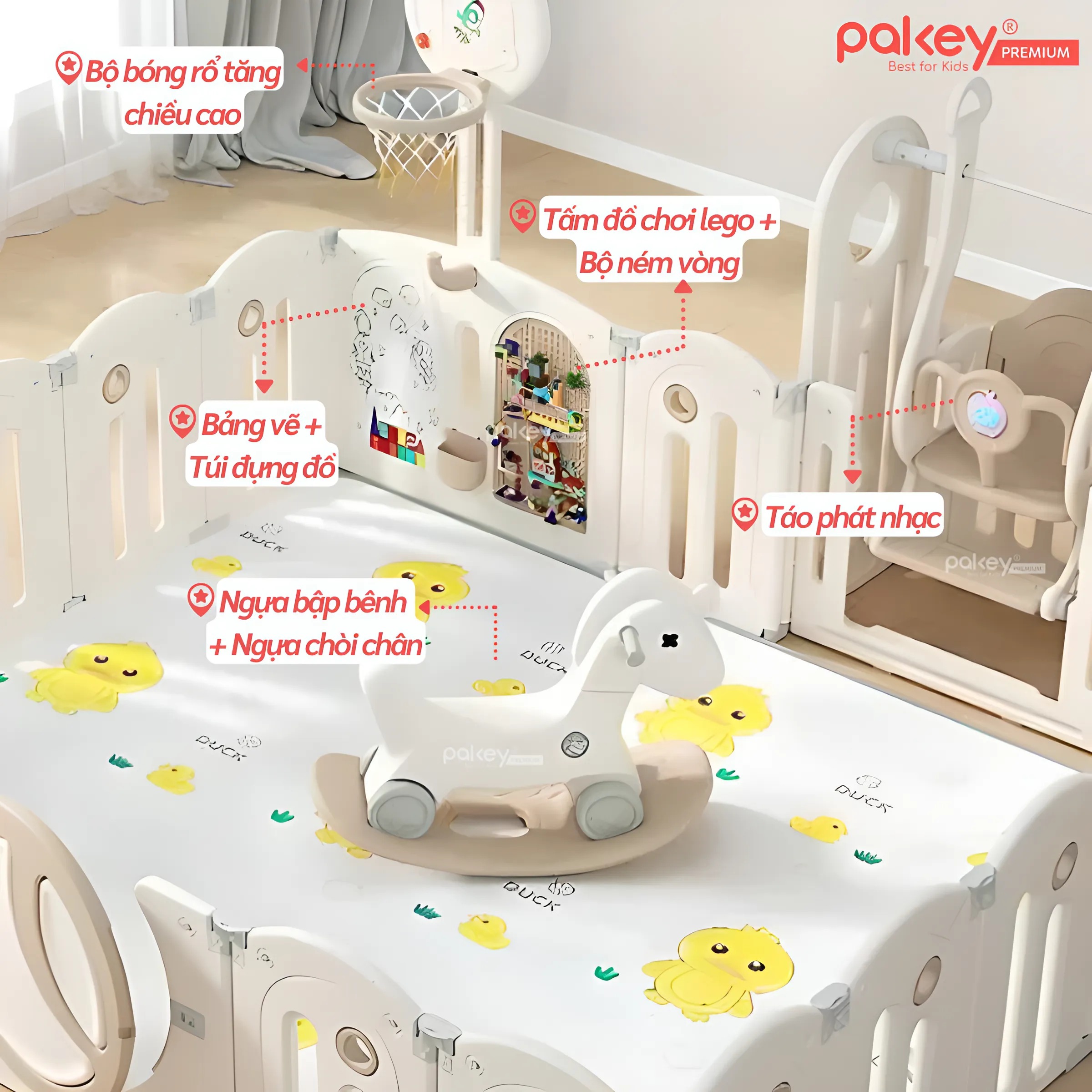 Mô tả Bộ Quây Cũi Nhựa Full PAKEY Moon House Đa Dạng Trò Chơi Thú Vị Cho Bé Chiều Cao Lên Tới 63cm, Bảo Hành Trọn Đời - 8