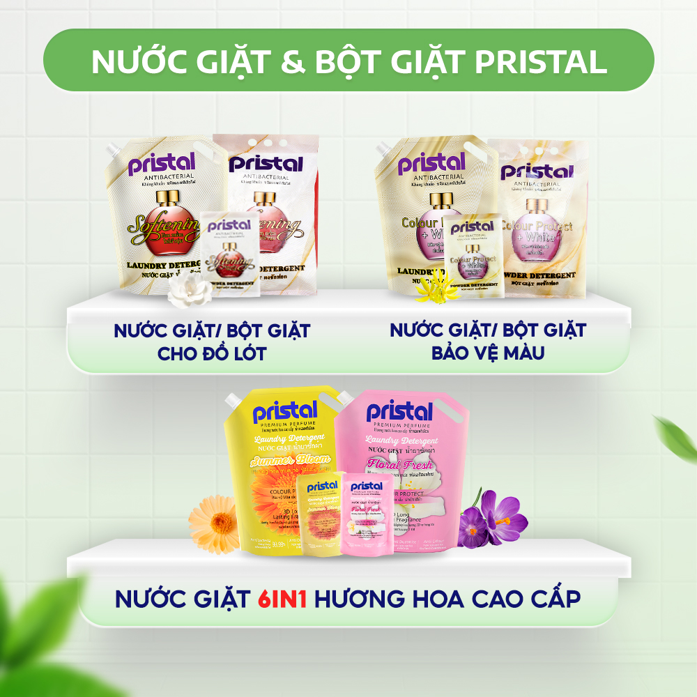 Mô tả Combo 2 bột giặt sinh học Pristal giữ màu, làm mềm vải, túi 2.3kg bột giặt quần áo không phai màu an toàn cho da em bé - 4