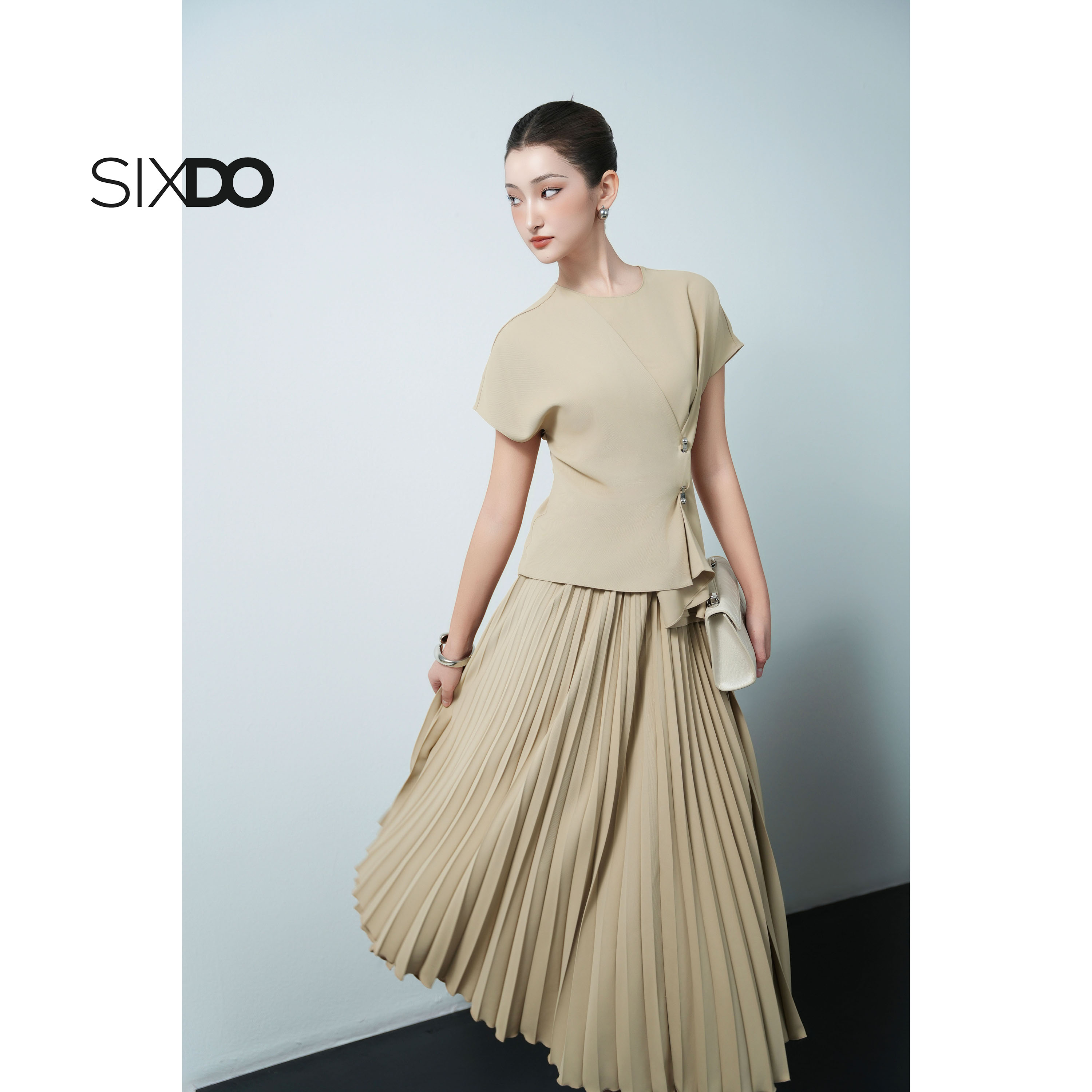 Mô tả Chân váy xoè xếp ly SIXDO (Woven Flared Skirt) - 2