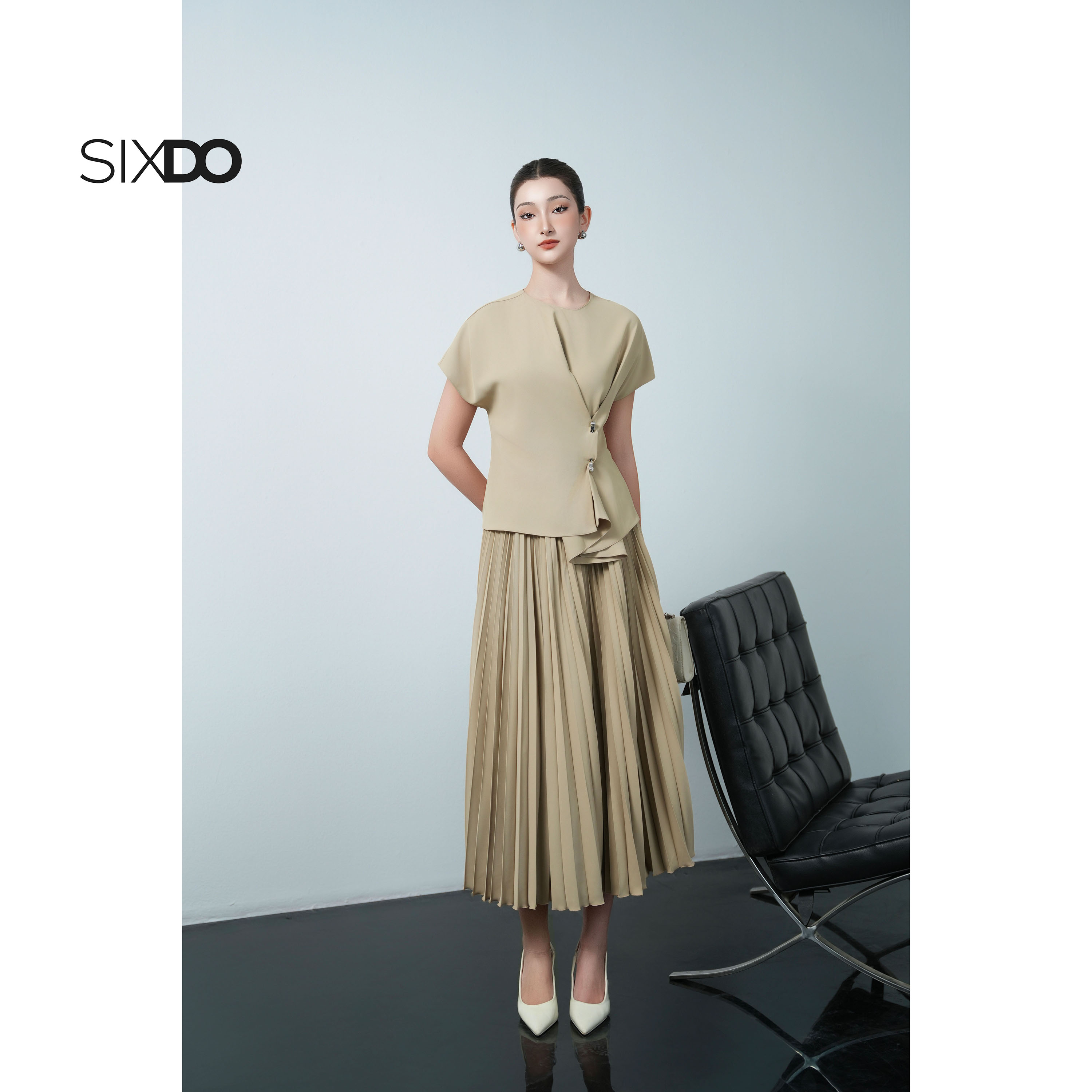 Mô tả Chân váy xoè xếp ly SIXDO (Woven Flared Skirt) - 3